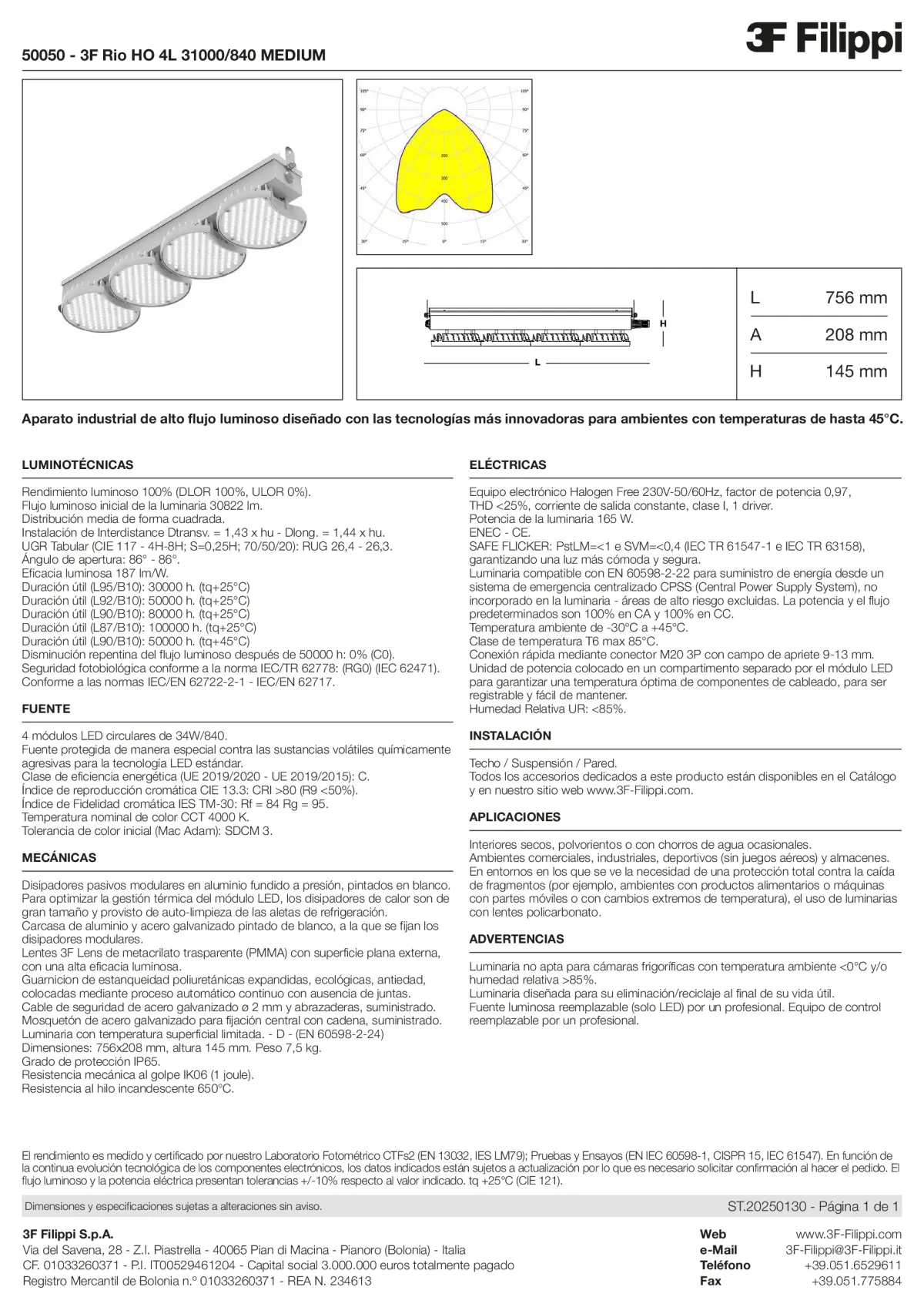 50050 - 3F Rio HO 4L 31000-840 MEDIUM - Datasheet - es