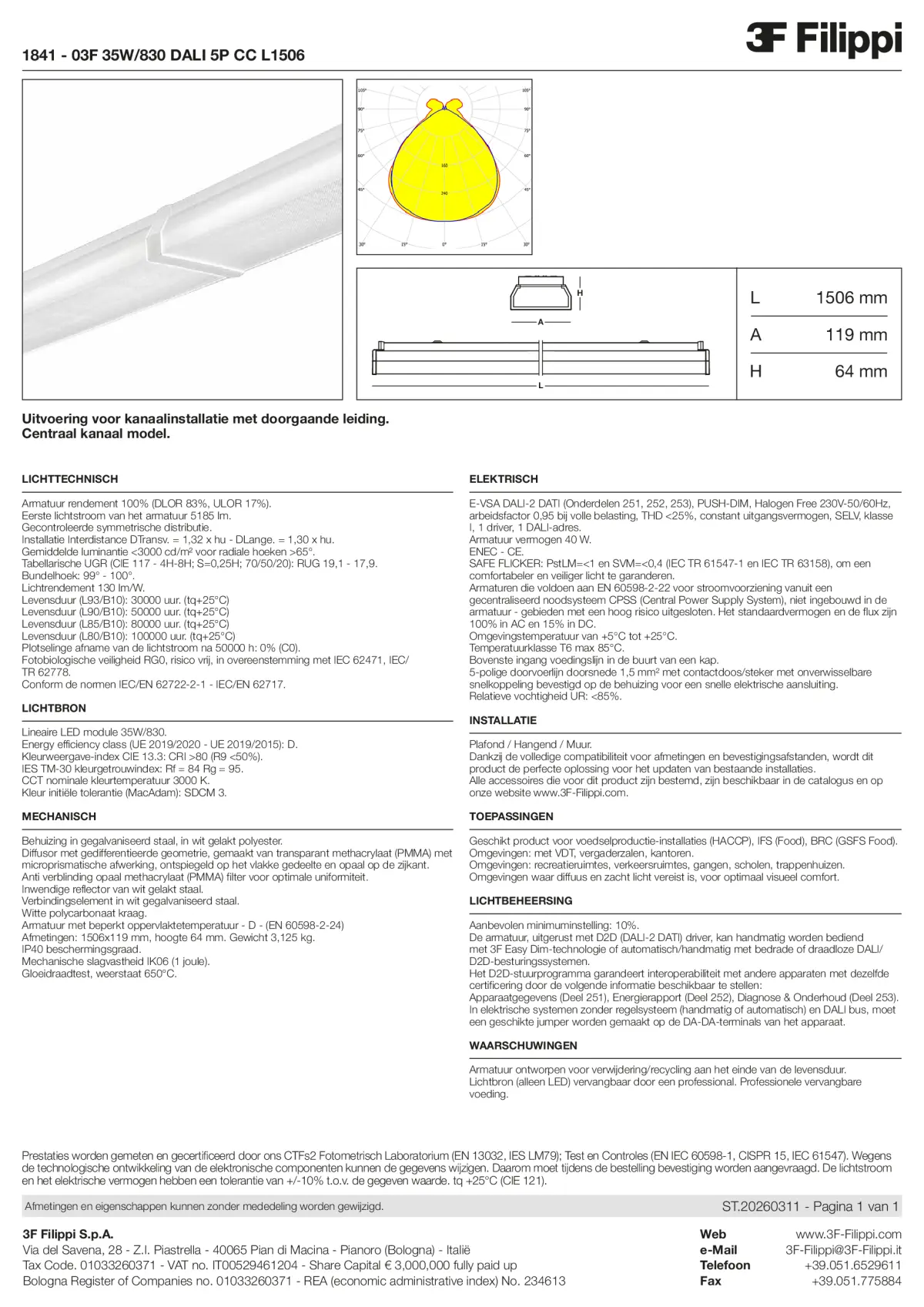 1841 - 03F 35W-830 DALI 5P CC L1506 - Datasheet - nl