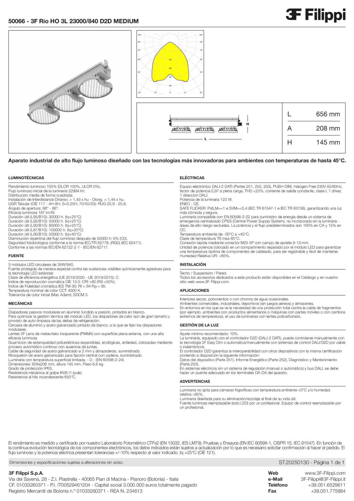 50066 - 3F Rio HO 3L 23000-840 D2D MEDIUM - Datasheet - es
