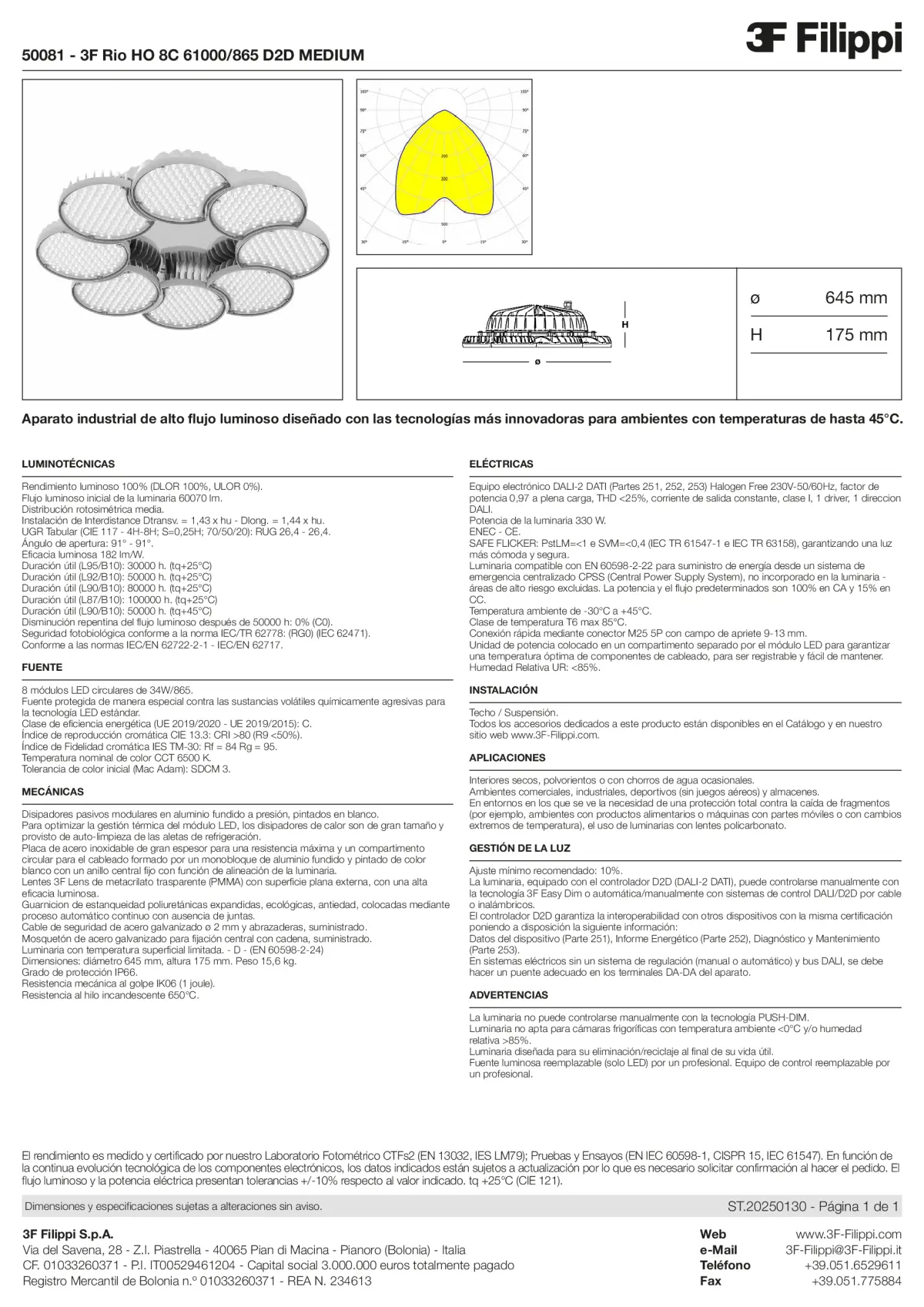 50081 - 3F Rio HO 8C 61000-865 D2D MEDIUM - Datasheet - es