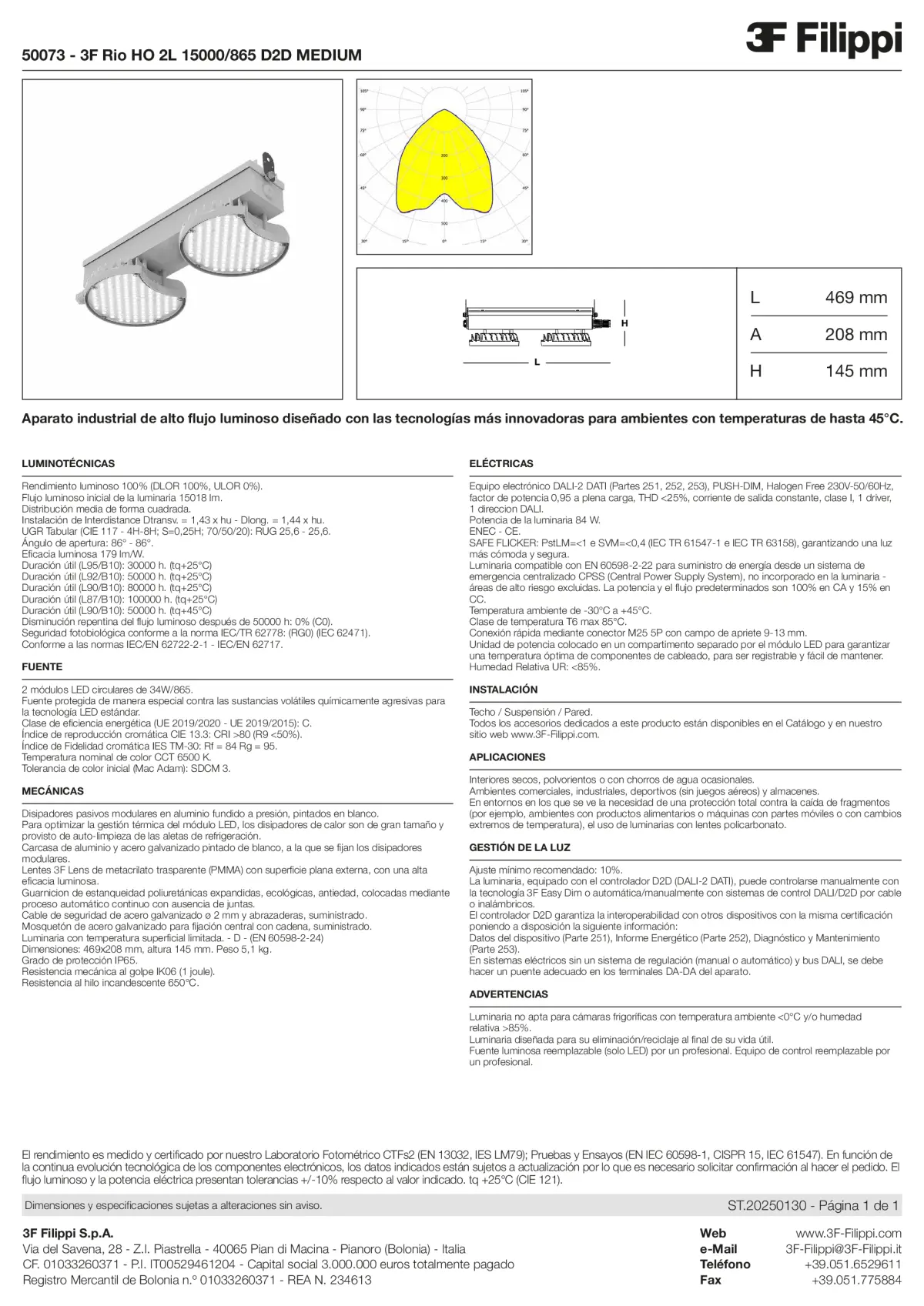 50073 - 3F Rio HO 2L 15000-865 D2D MEDIUM - Datasheet - es