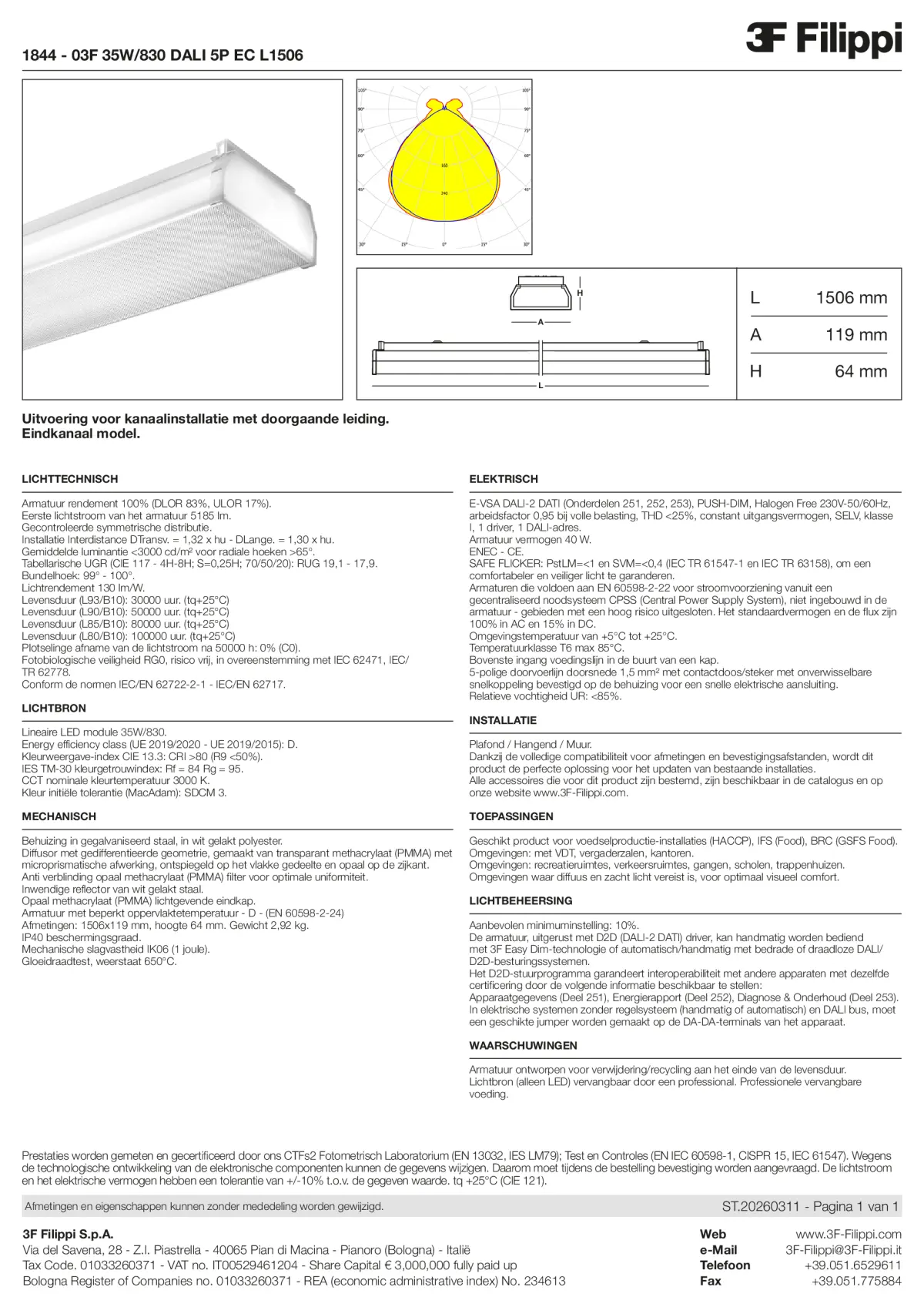 1844 - 03F 35W-830 DALI 5P EC L1506 - Datasheet - nl