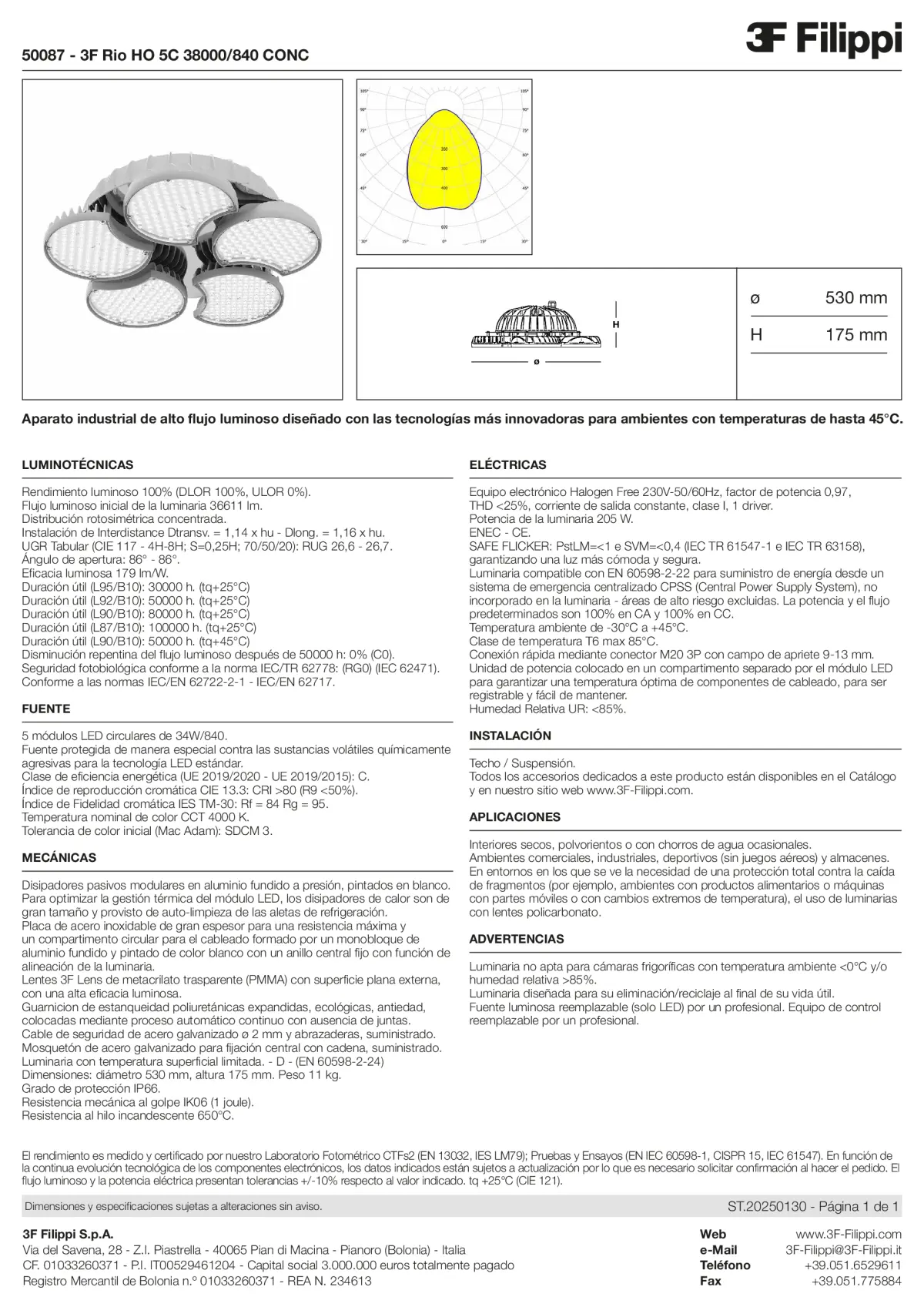 50087 - 3F Rio HO 5C 38000-840 CONC - Datasheet - es