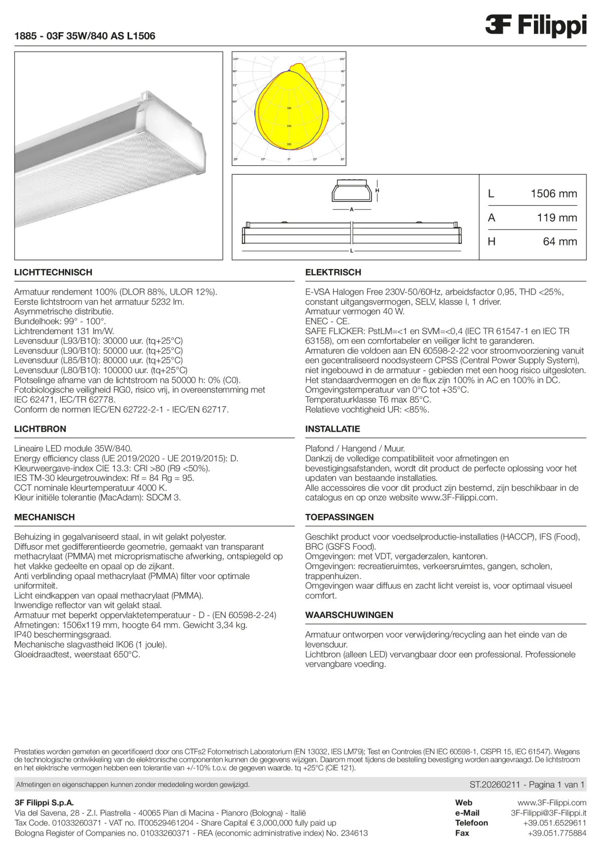1885 - 03F 35W-840 AS L1506 - Datasheet - nl