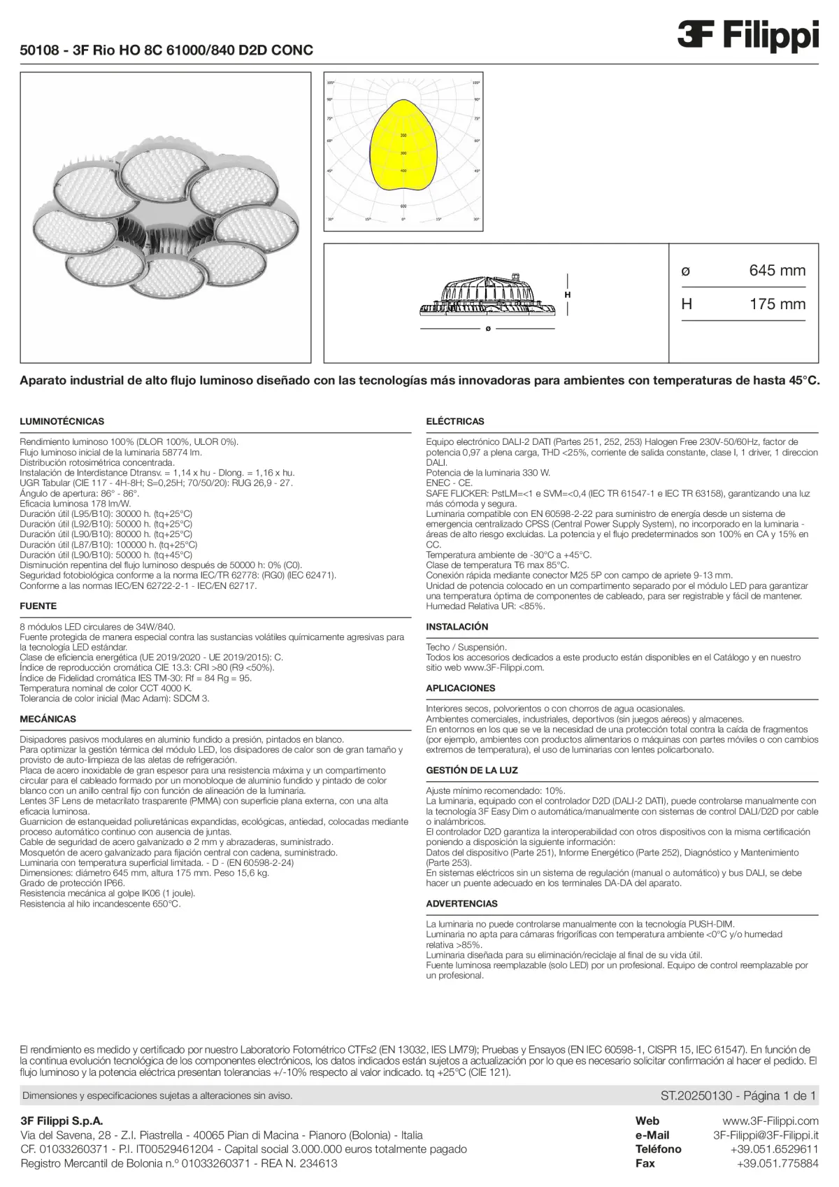 50108 - 3F Rio HO 8C 61000-840 D2D CONC - Datasheet - es