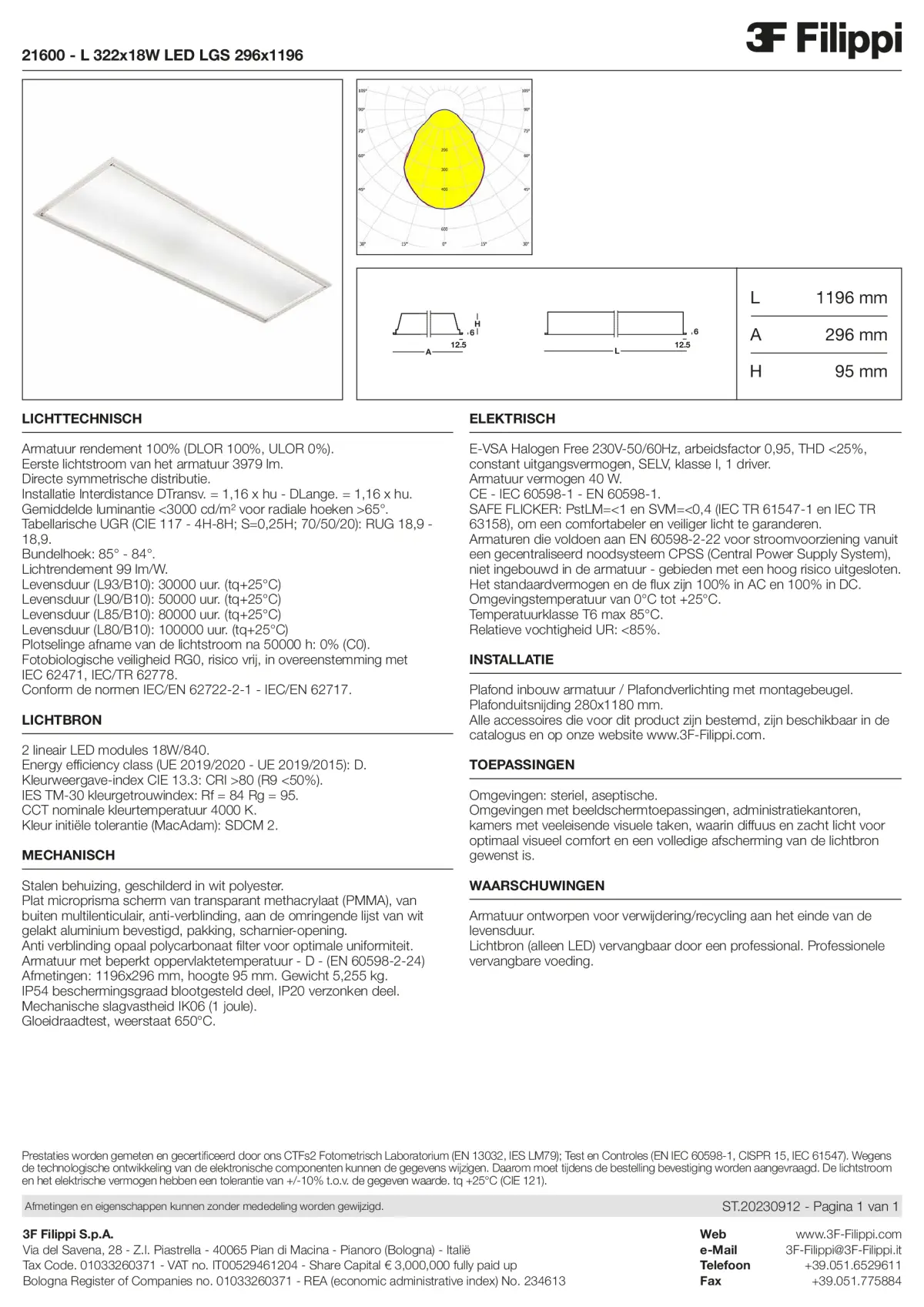 21600 - L 322x18W LED LGS 296x1196 - Datasheet - nl