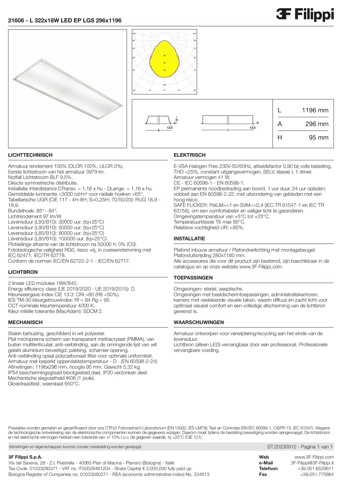 21606 - L 322x18W LED EP LGS 296x1196 - Datasheet - nl