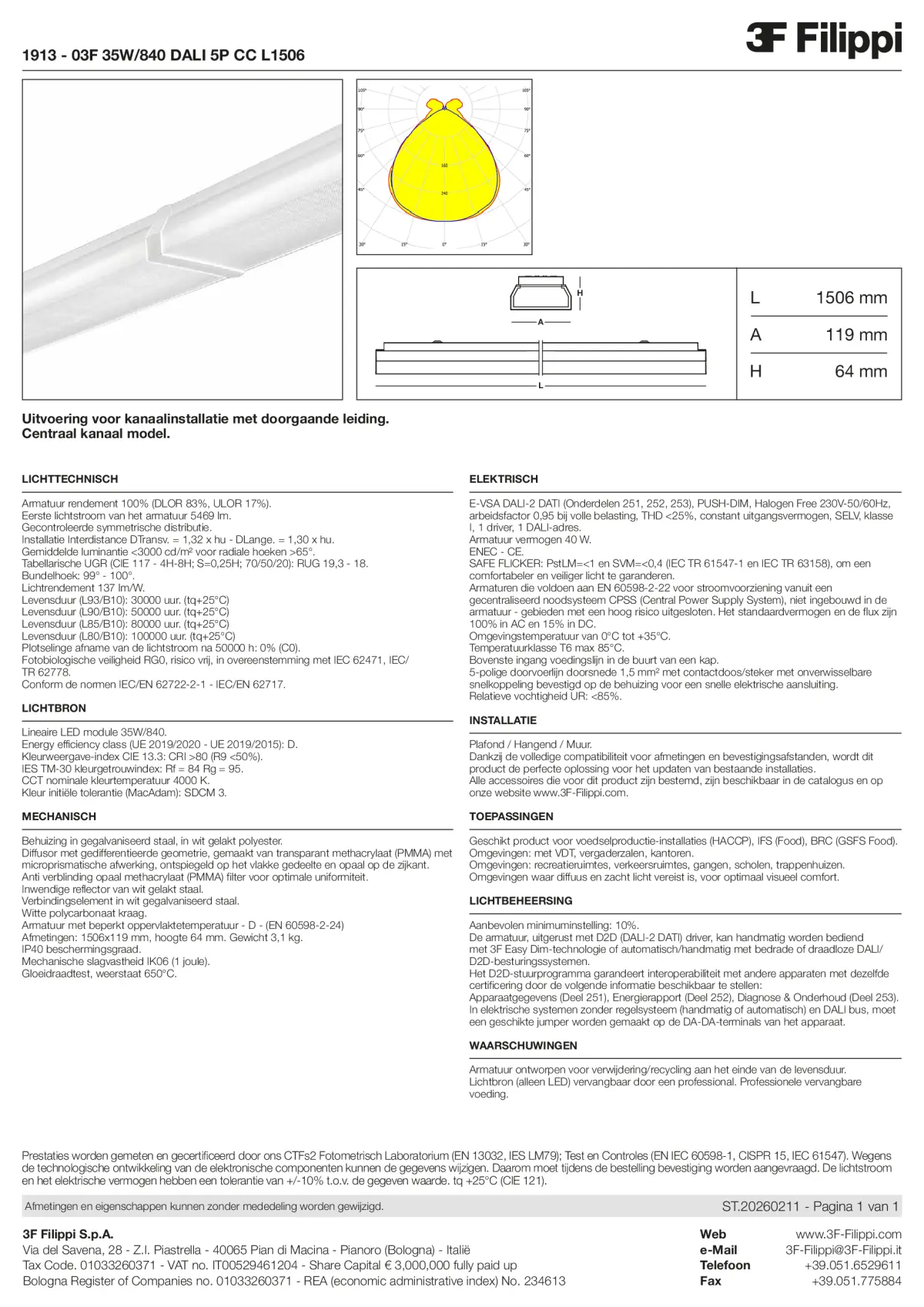 1913 - 03F 35W-840 DALI 5P CC L1506 - Datasheet - nl