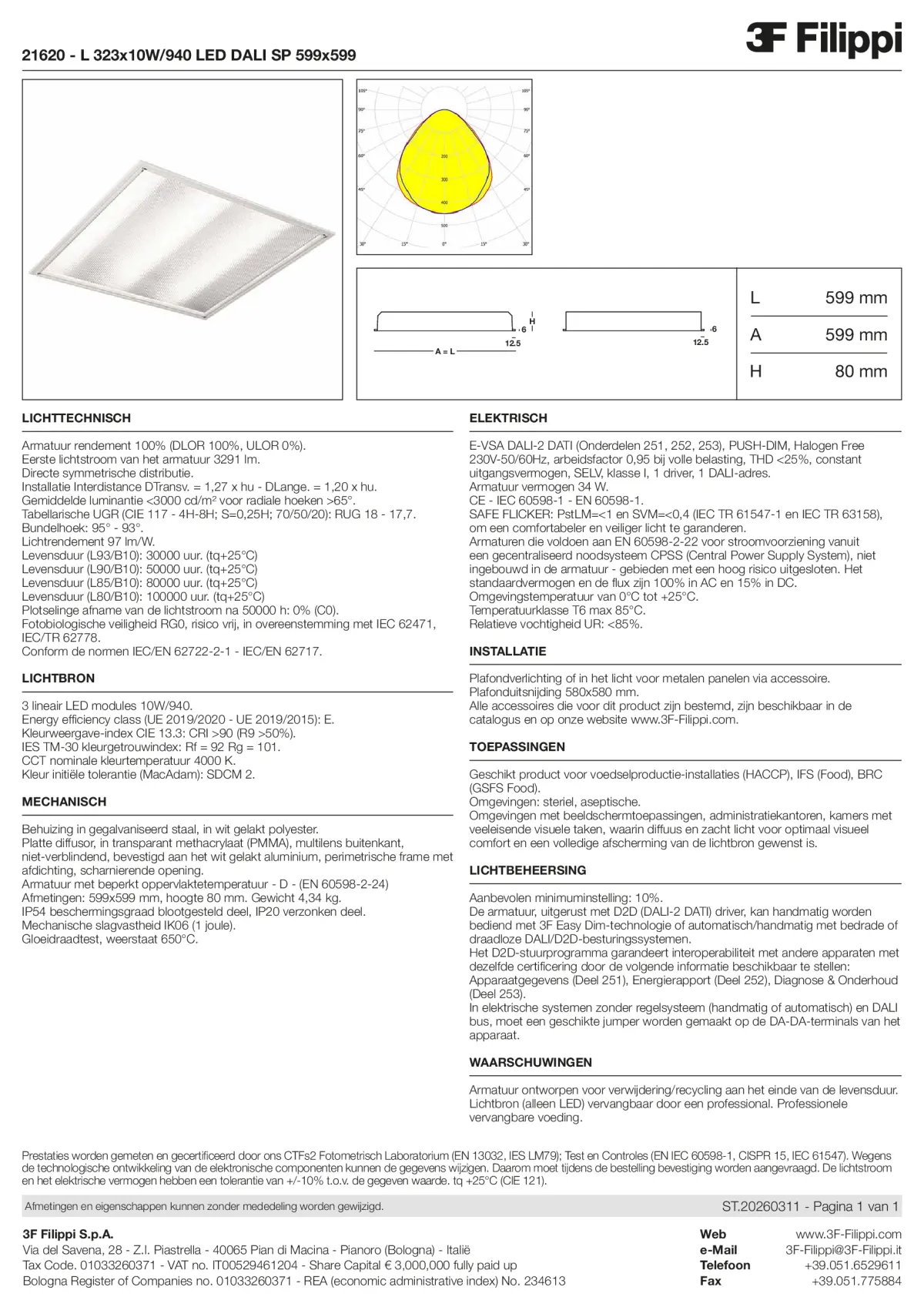 21620 - L 323x10W-940 LED DALI SP 599x599 - Datasheet - nl