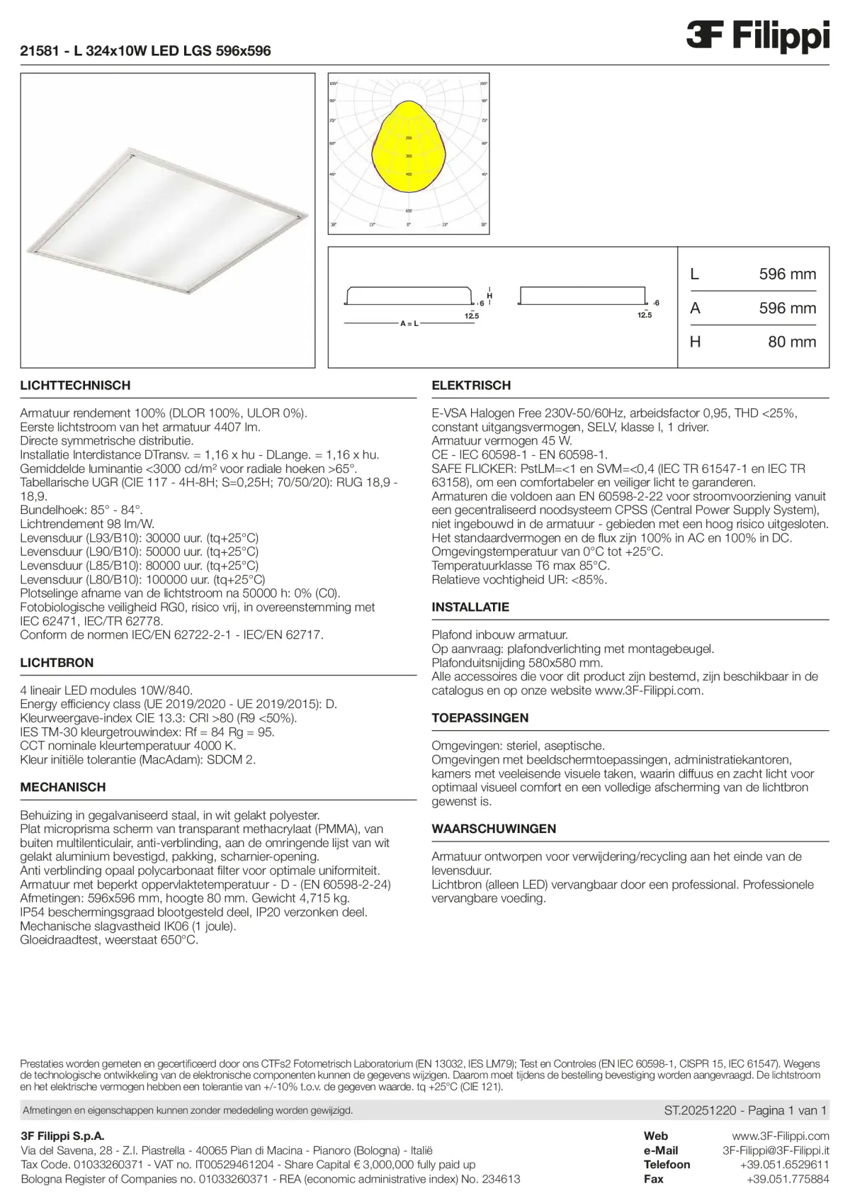 21581 - L 324x10W LED LGS 596x596 - Datasheet - nl