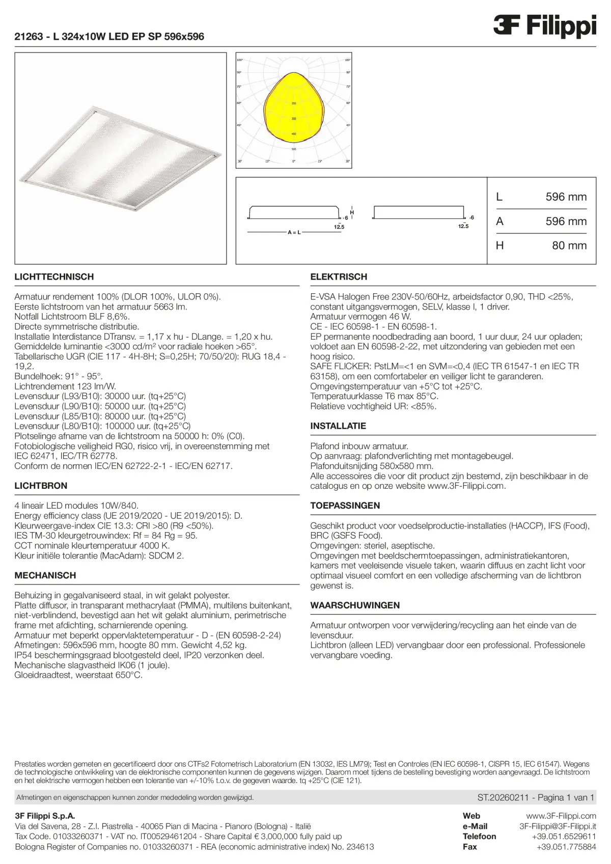 21263 - L 324x10W LED EP SP 596x596 - Datasheet - nl
