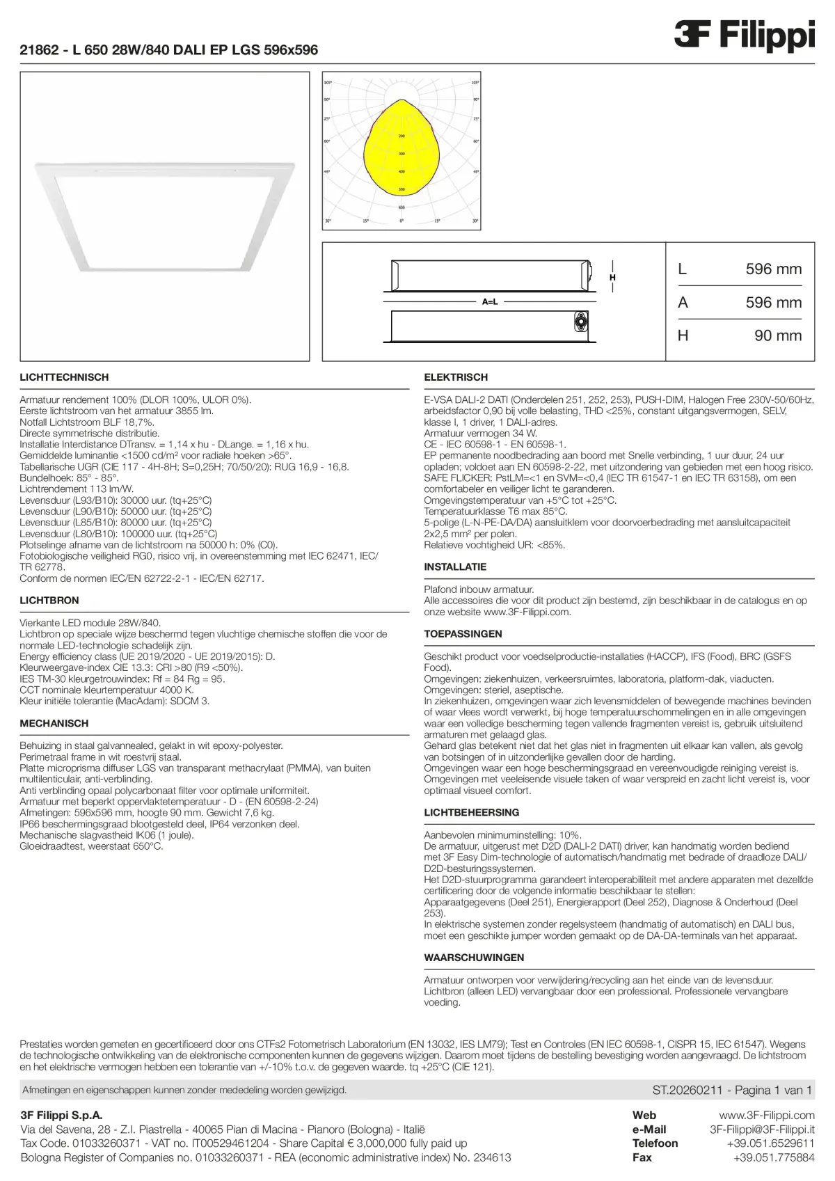 21862 - L 650 28W-840 DALI EP LGS 596x596 - Datasheet - nl