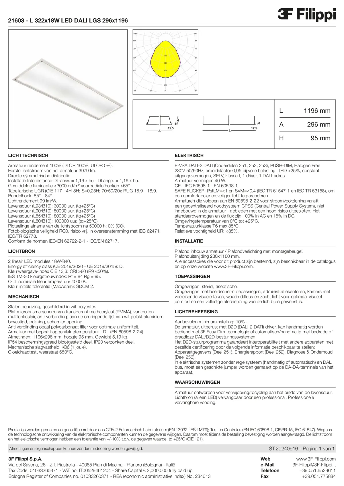 21603 - L 322x18W LED DALI LGS 296x1196 - Datasheet - nl