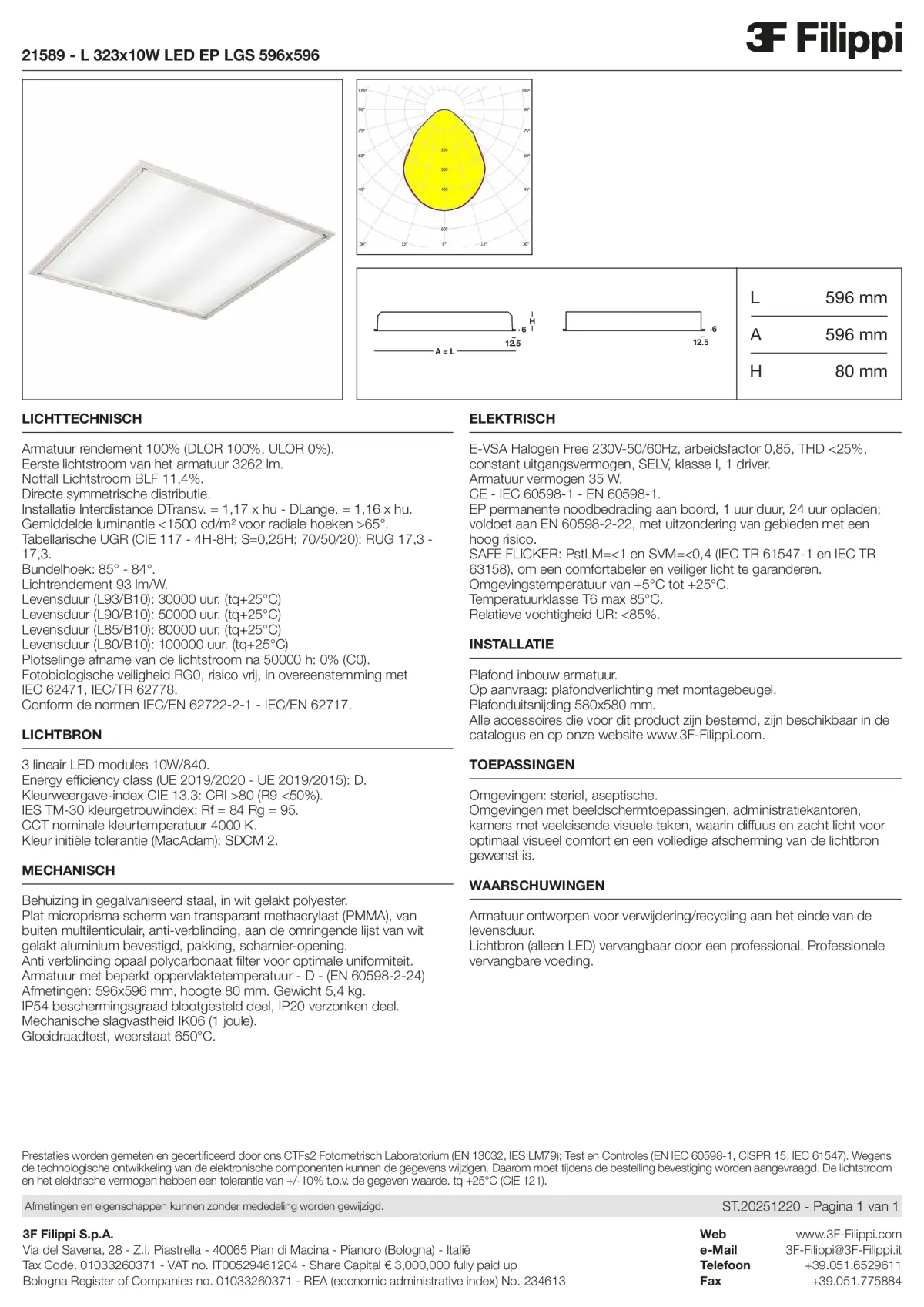 21589 - L 323x10W LED EP LGS 596x596 - Datasheet - nl