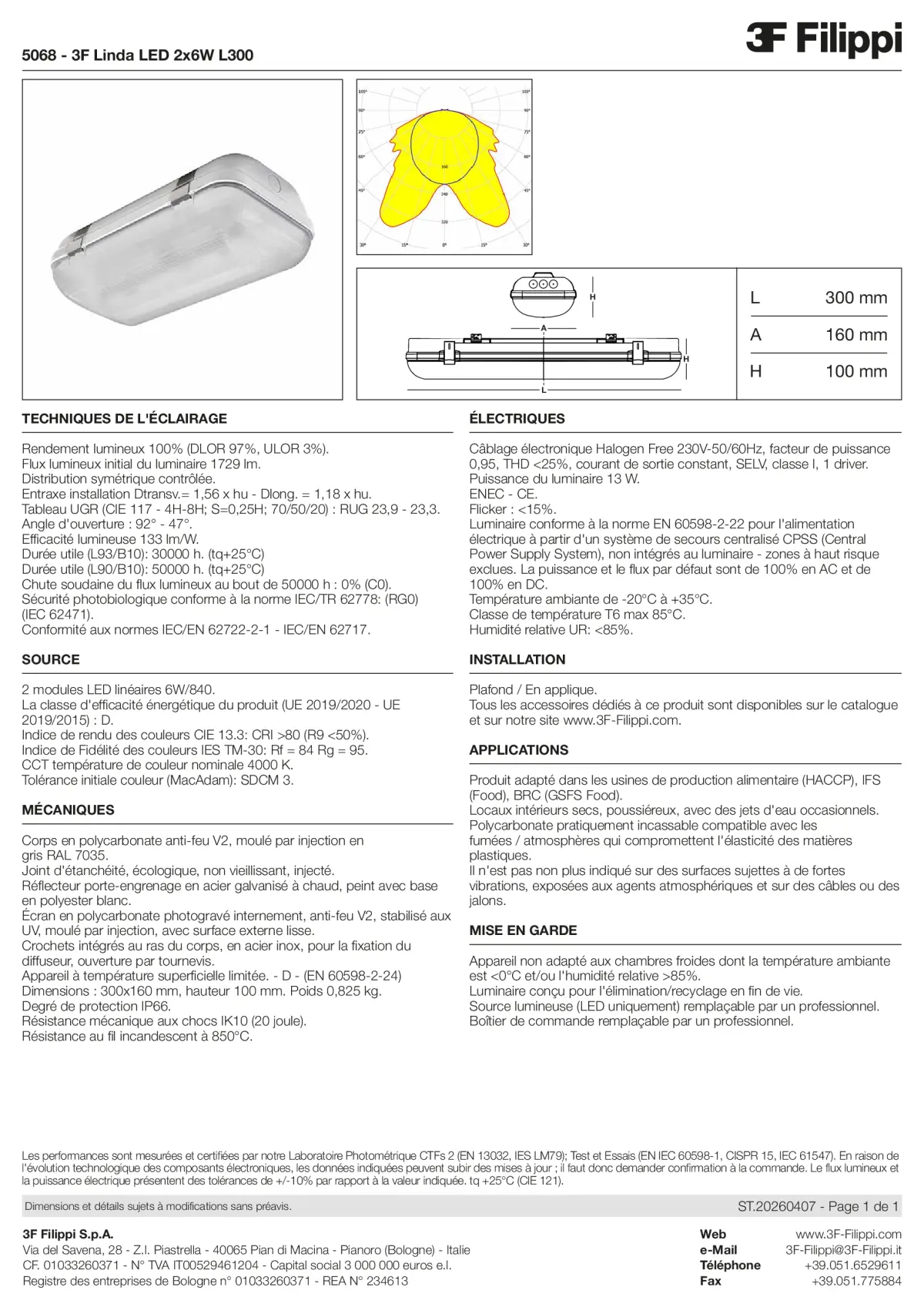 5068 - 3F Linda LED 2x6W L300 - Datasheet - fr
