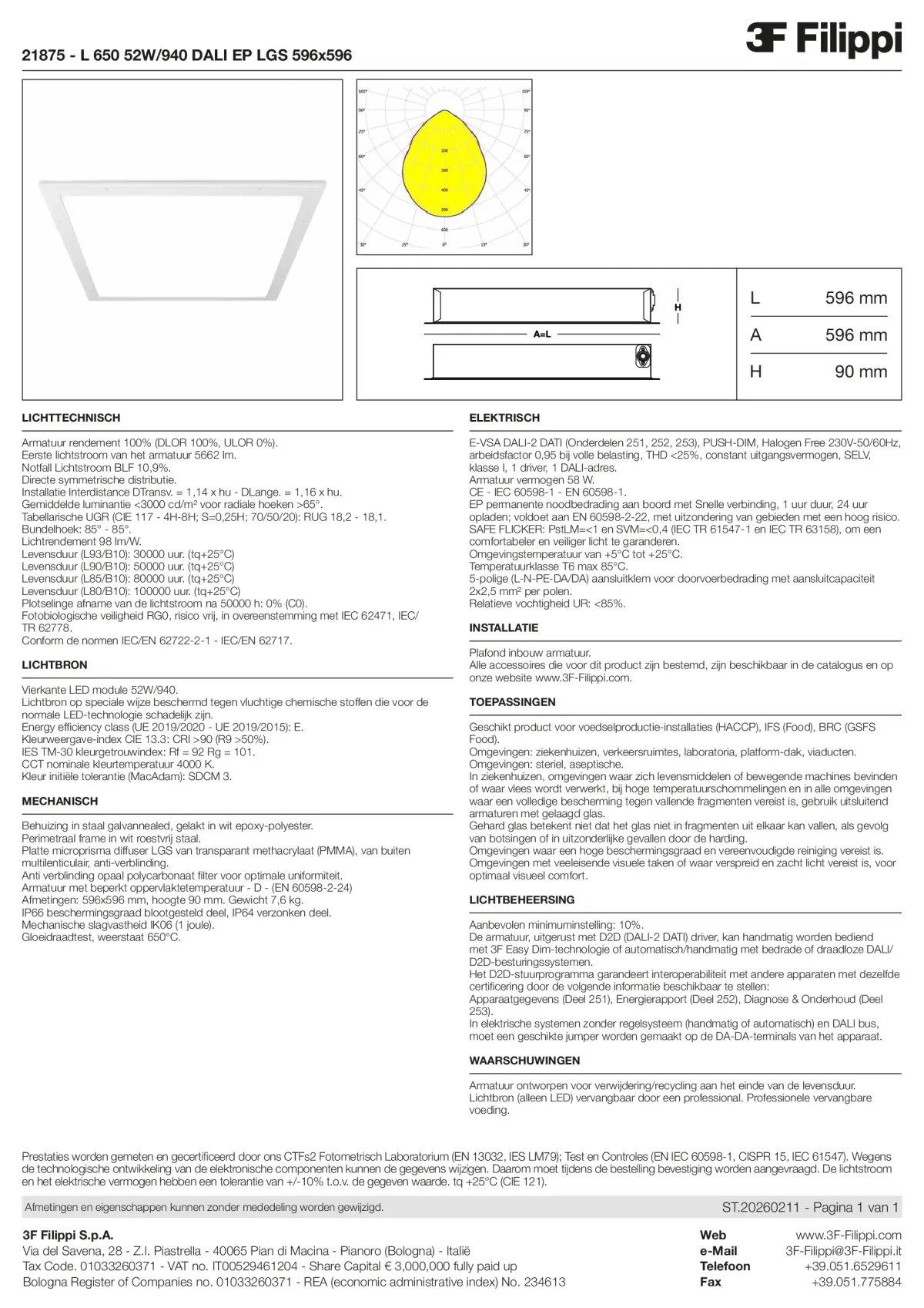 21875 - L 650 52W-940 DALI EP LGS 596x596 - Datasheet - nl