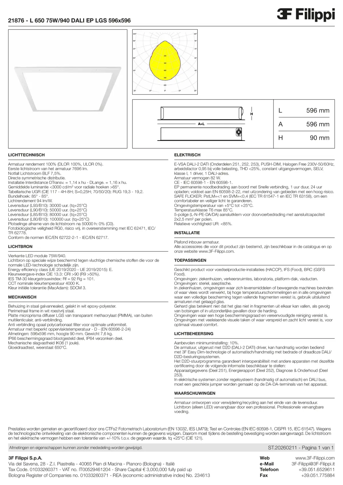 21876 - L 650 75W-940 DALI EP LGS 596x596 - Datasheet - nl