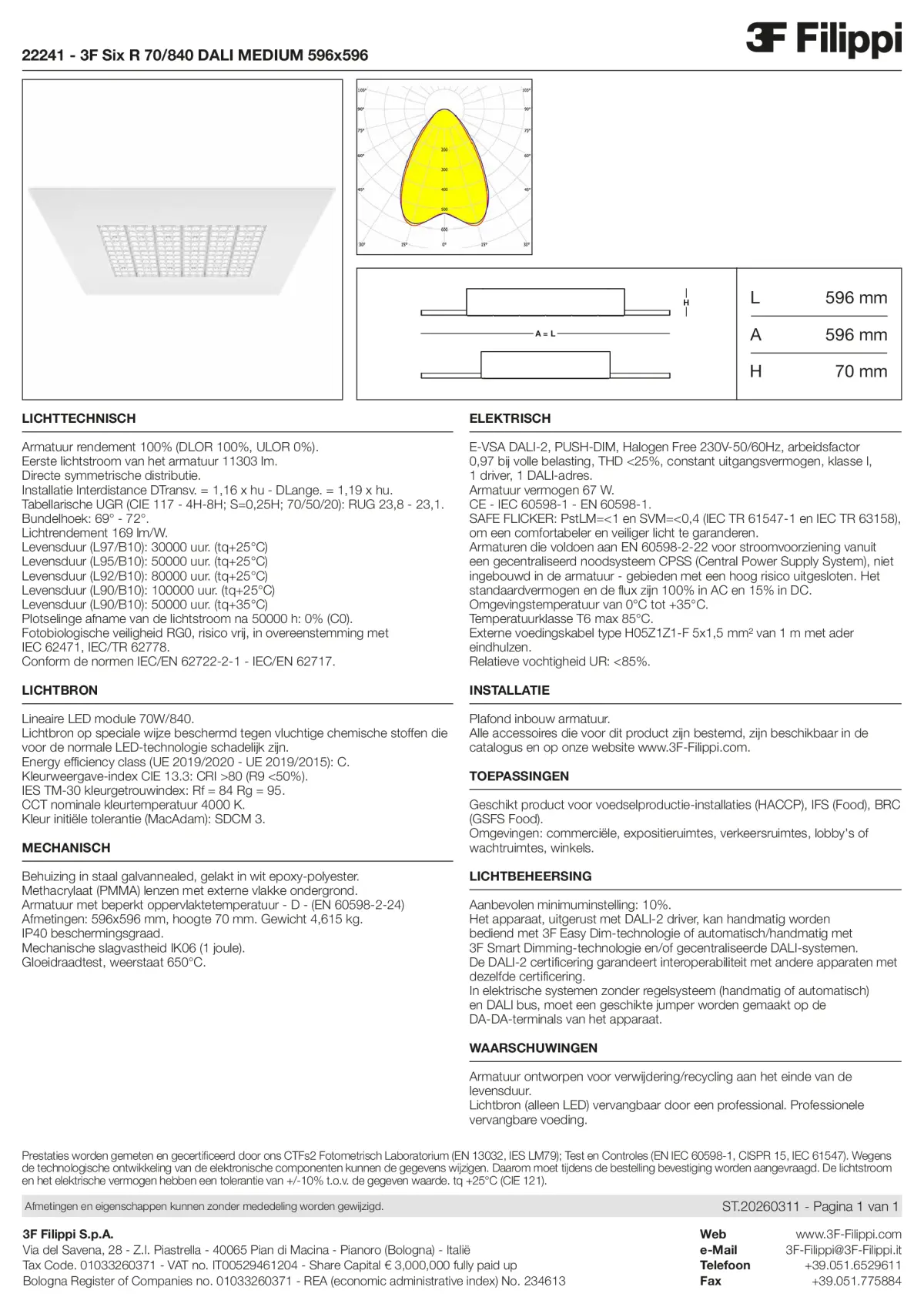 22241 - 3F Six R 70-840 DALI MEDIUM 596x596 - Datasheet - nl