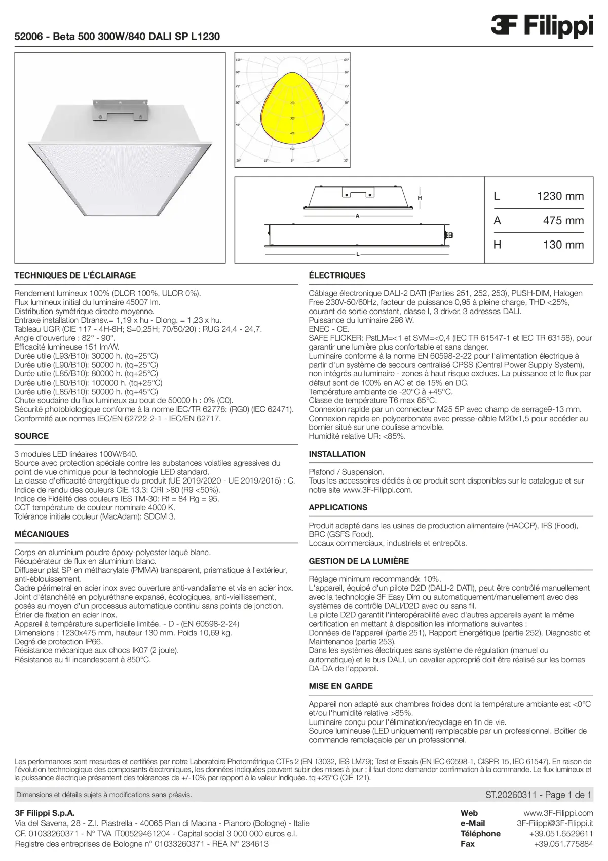 52006 - Beta 500 300W-840 DALI SP L1230 - Datasheet - fr