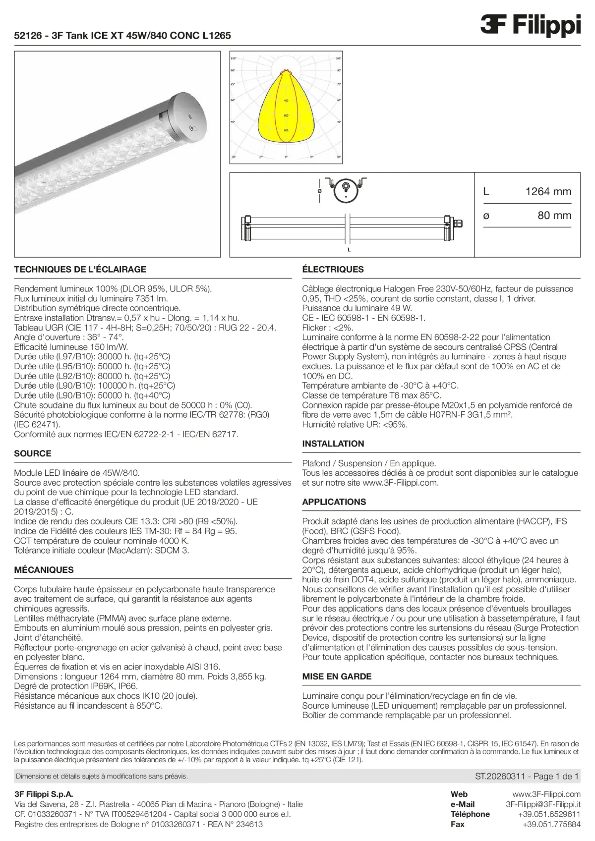 52126 - 3F Tank ICE XT 45W-840 CONC L1265 - Datasheet - fr