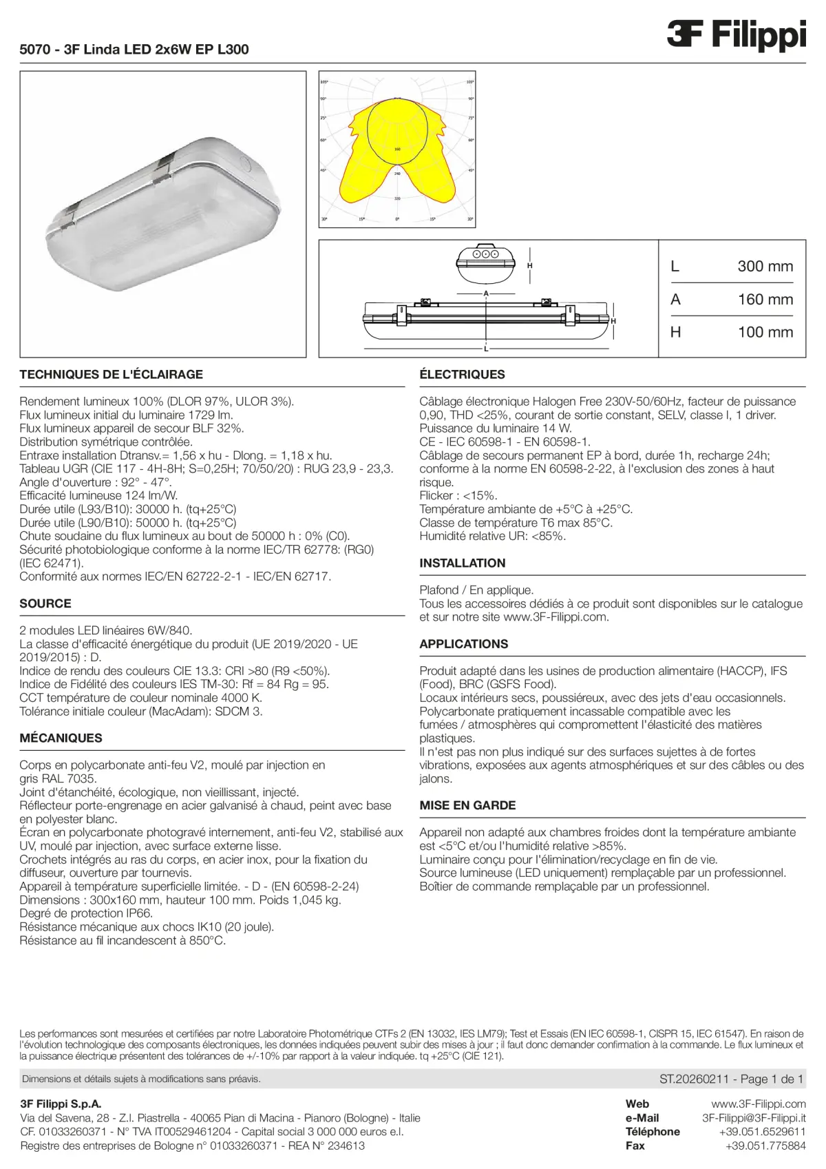 5070 - 3F Linda LED 2x6W EP L300 - Datasheet - fr