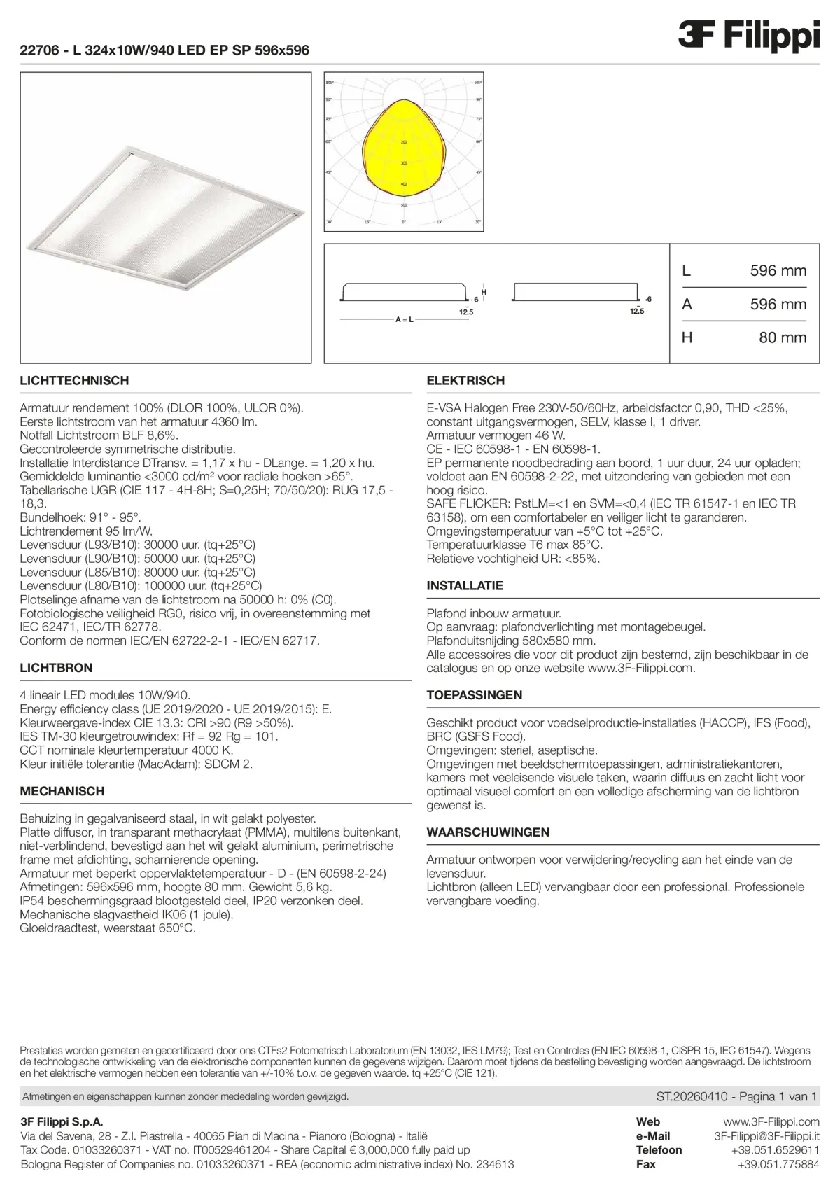 22706 - L 324x10W-940 LED EP SP 596x596 - Datasheet - nl