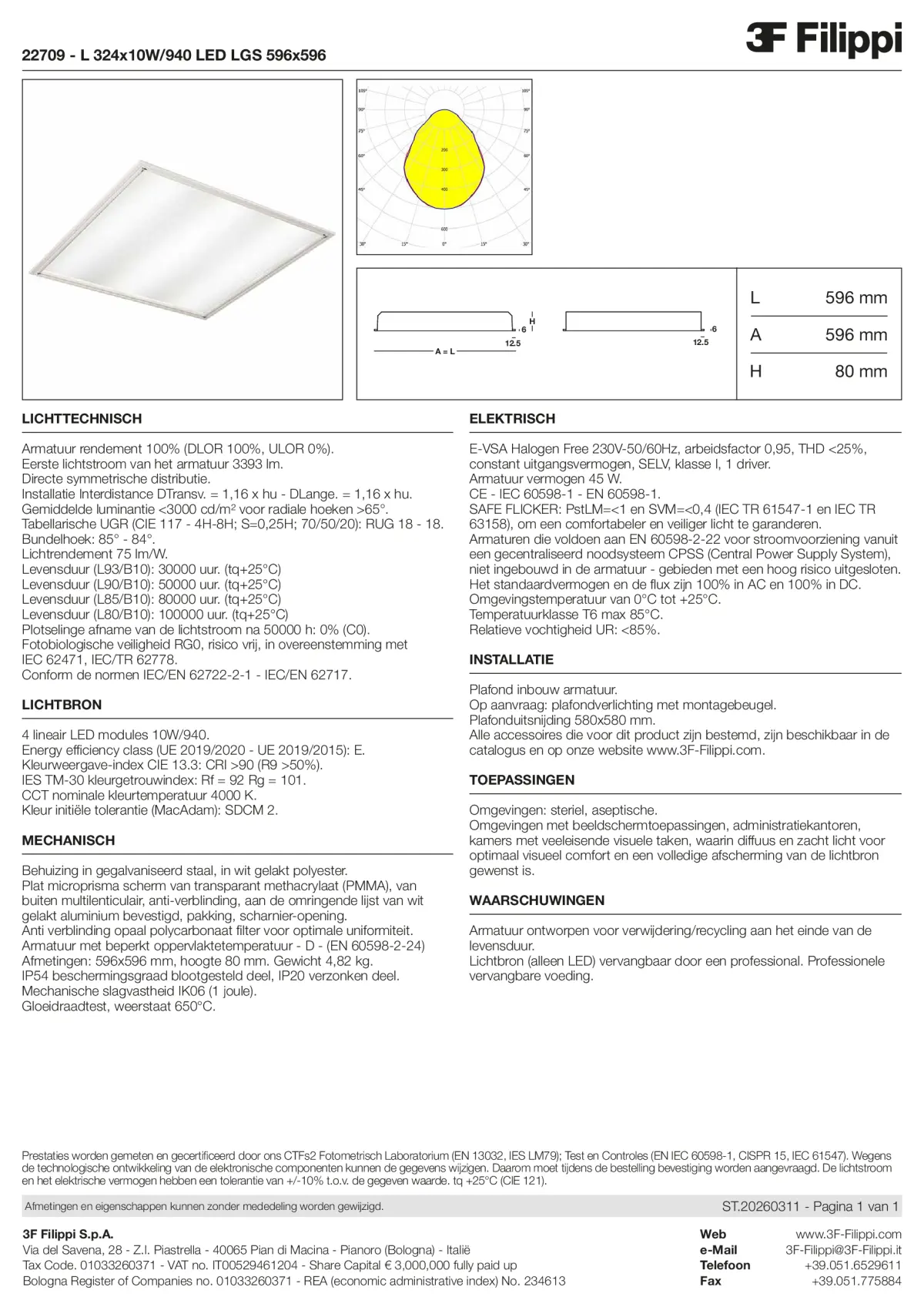 22709 - L 324x10W-940 LED LGS 596x596 - Datasheet - nl