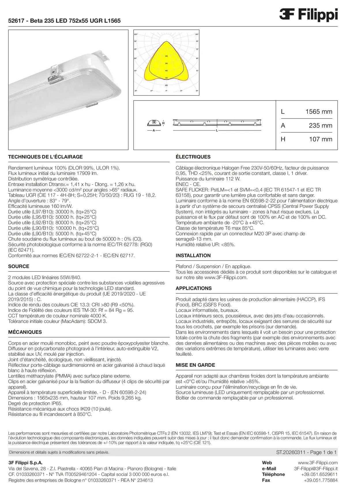 52617 - Beta 235 LED 752x55 UGR L1565 - Datasheet - fr