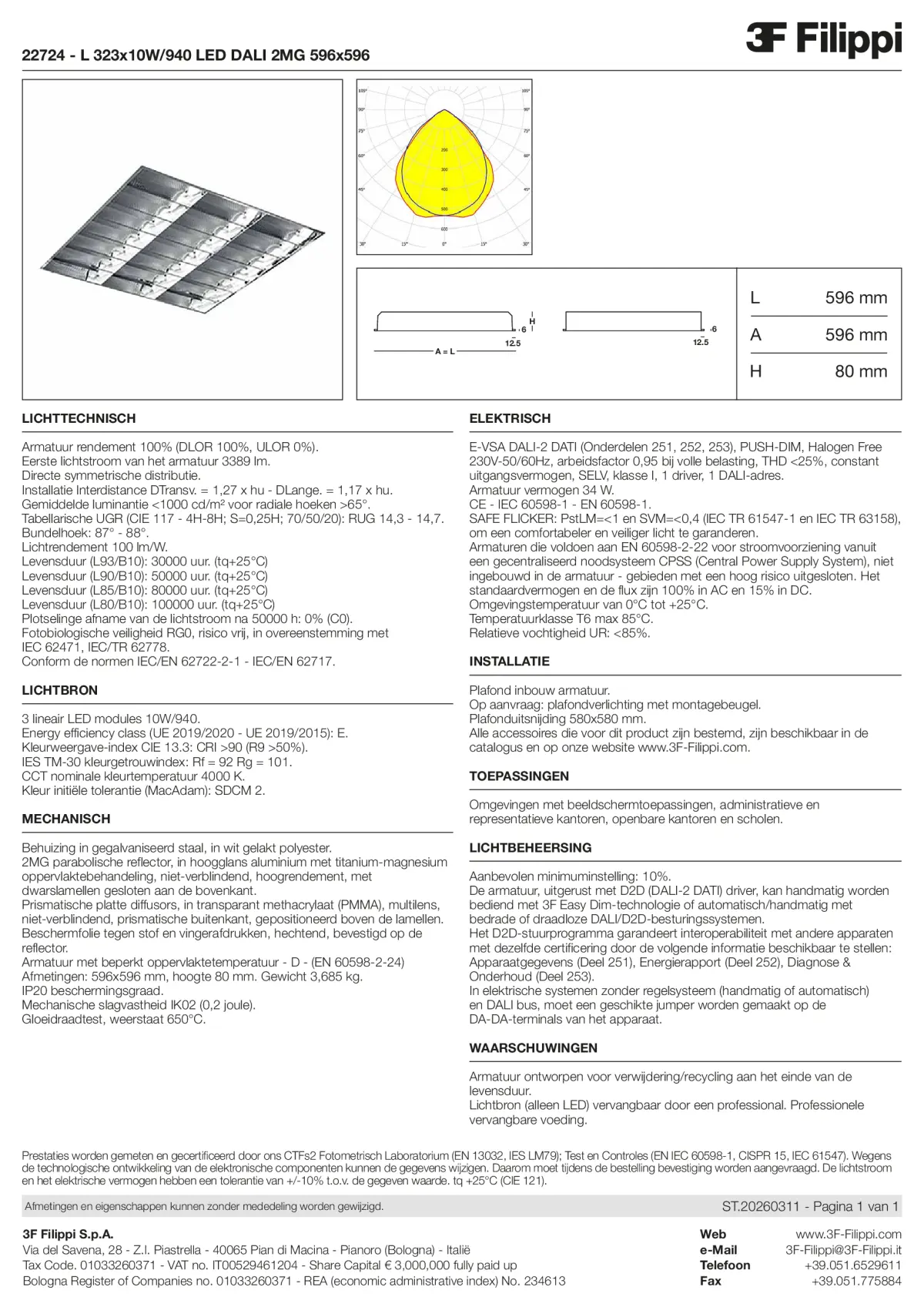 22724 - L 323x10W-940 LED DALI 2MG 596x596 - Datasheet - nl
