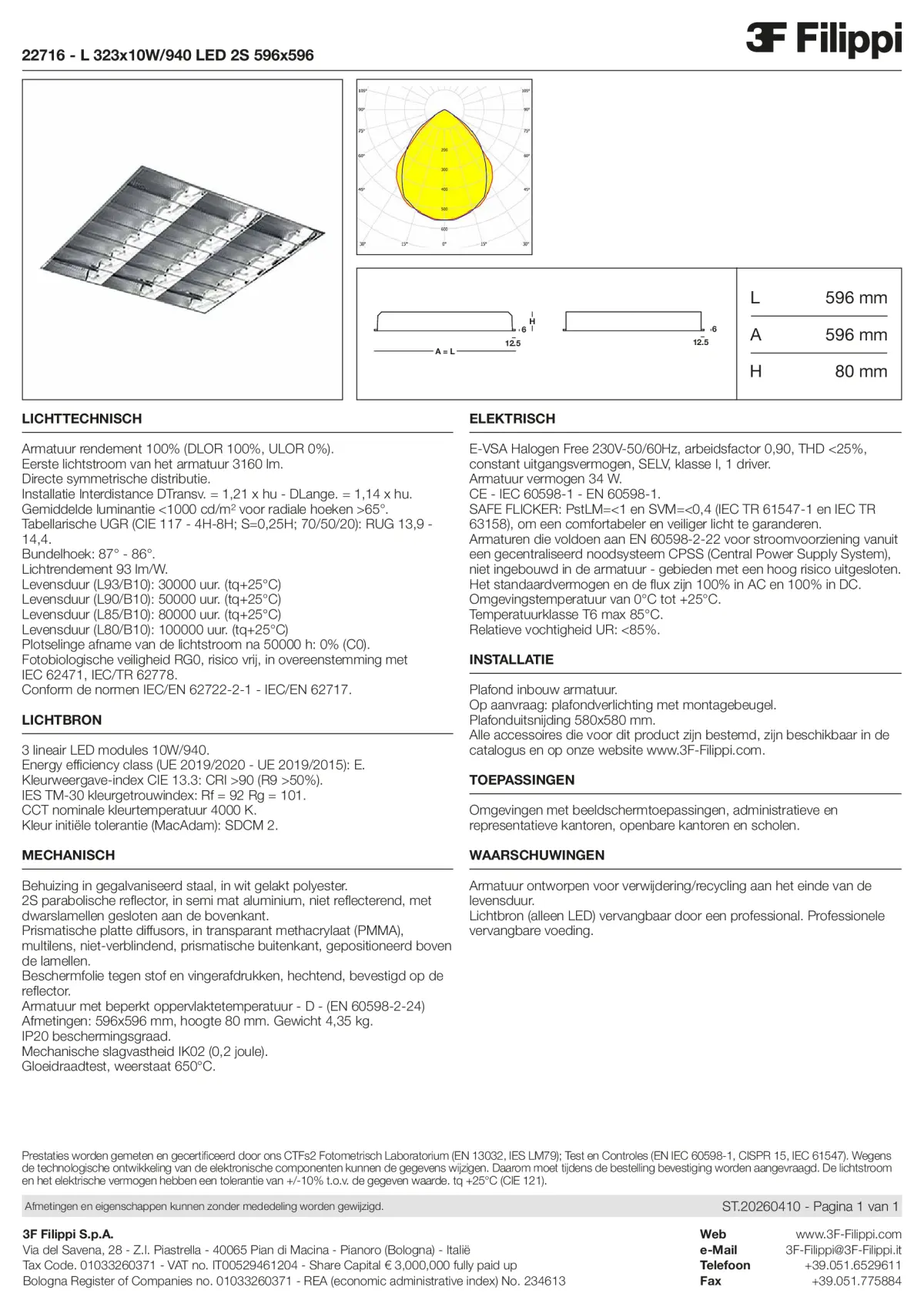 22716 - L 323x10W-940 LED 2S 596x596 - Datasheet - nl