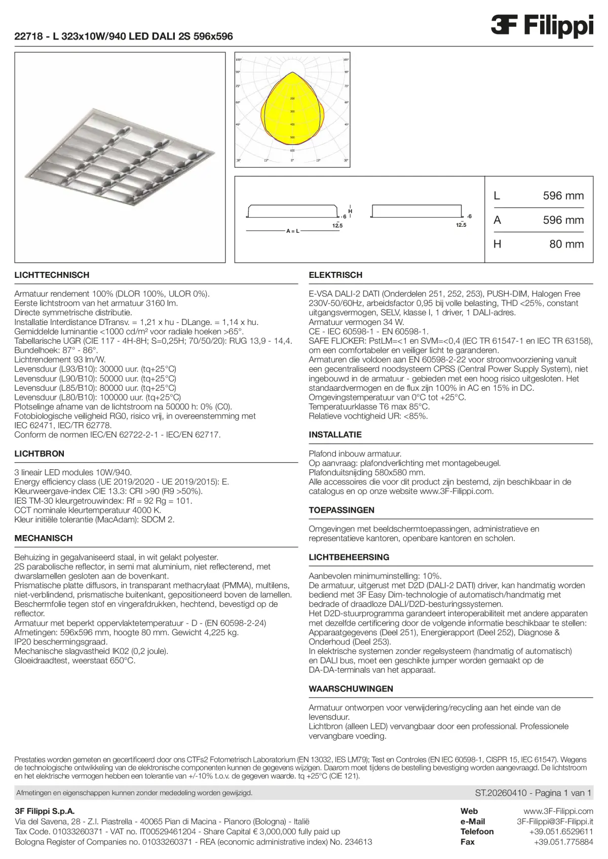 22718 - L 323x10W-940 LED DALI 2S 596x596 - Datasheet - nl
