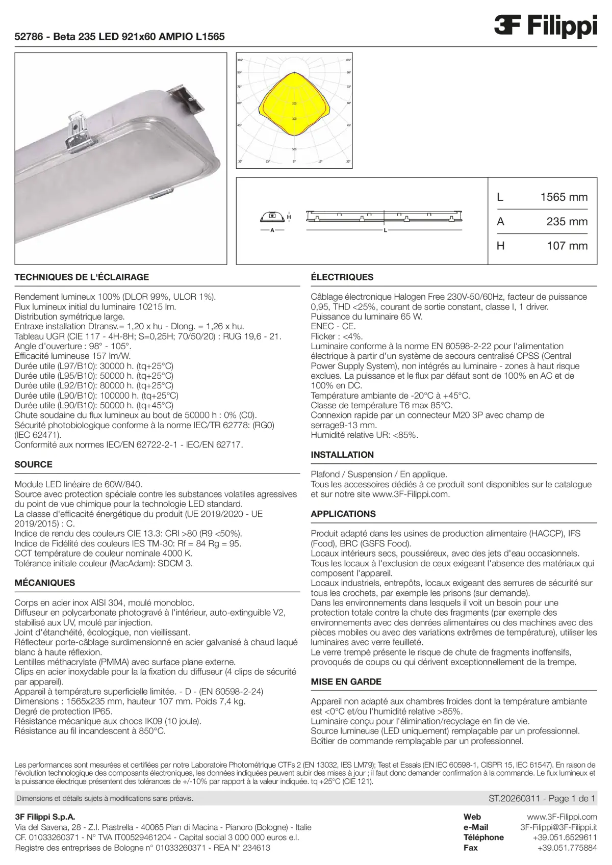 52786 - Beta 235 LED 921x60 AMPIO L1565 - Datasheet - fr