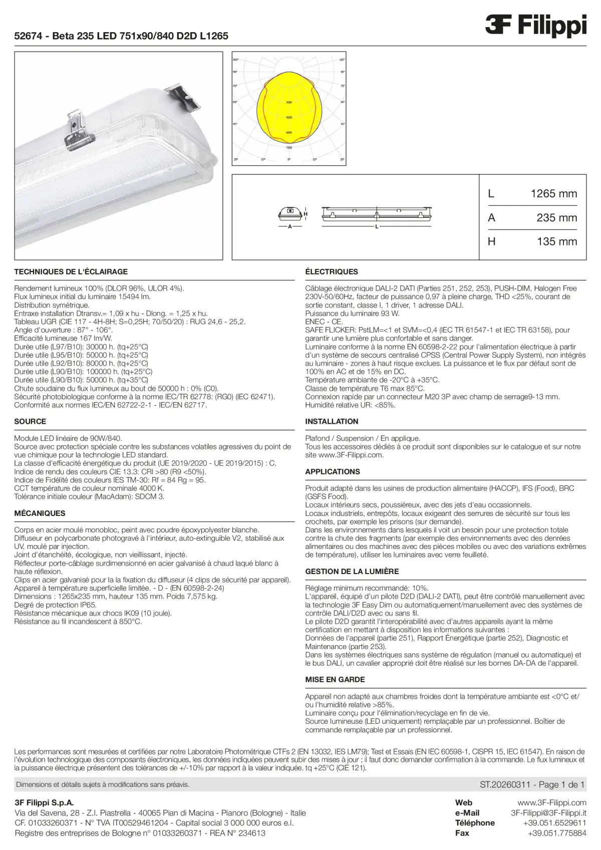 52674 - Beta 235 LED 751x90-840 D2D L1265 - Datasheet - fr