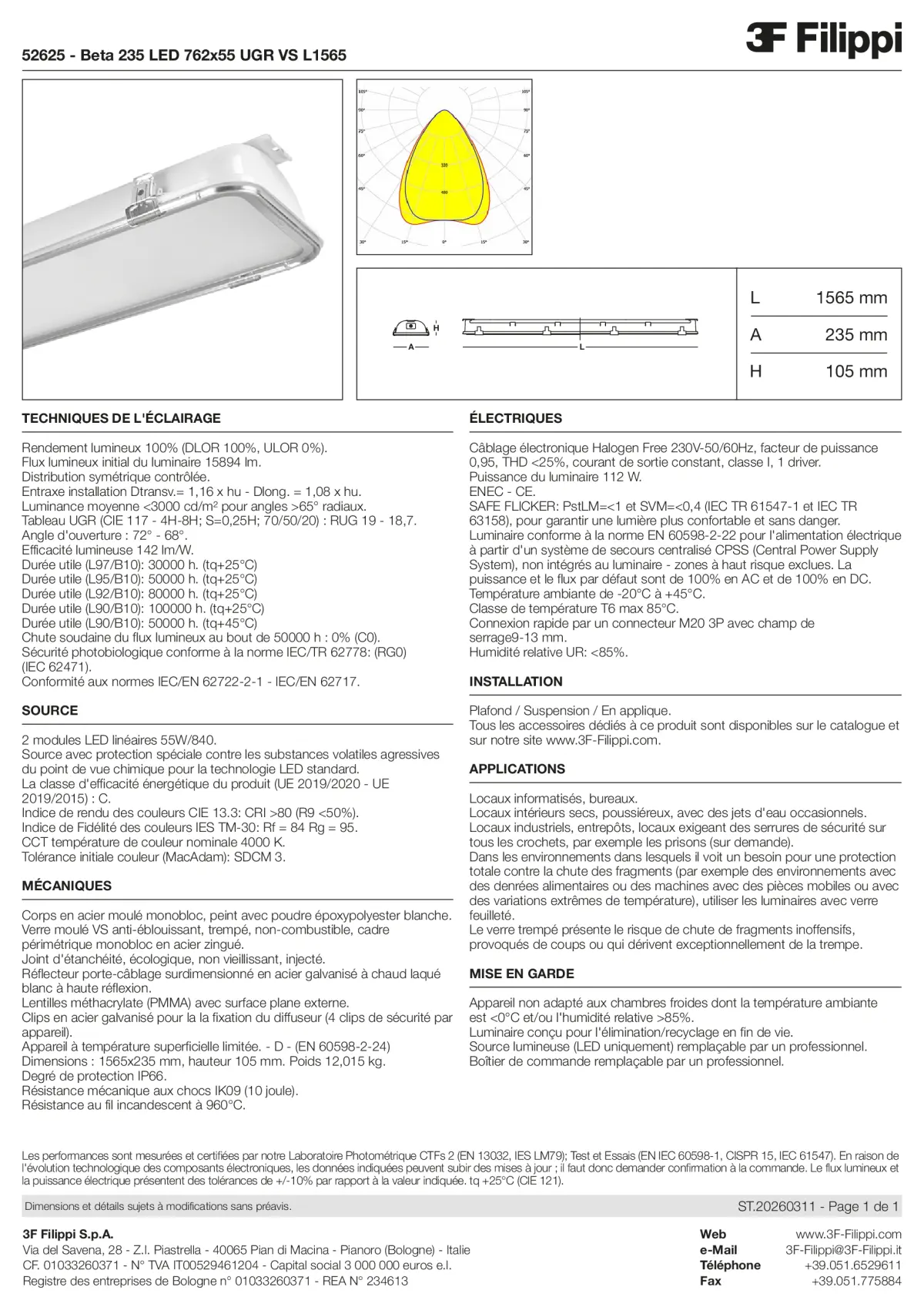 52625 - Beta 235 LED 762x55 UGR VS L1565 - Datasheet - fr