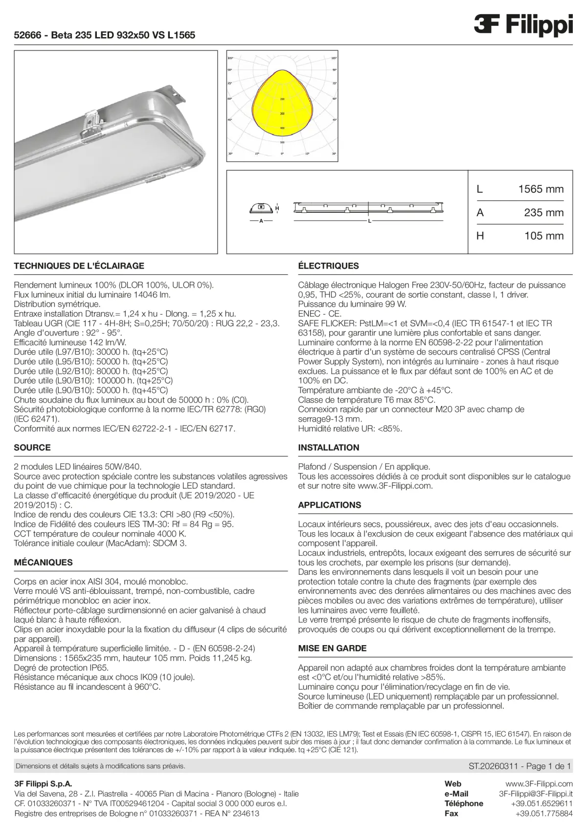 52666 - Beta 235 LED 932x50 VS L1565 - Datasheet - fr