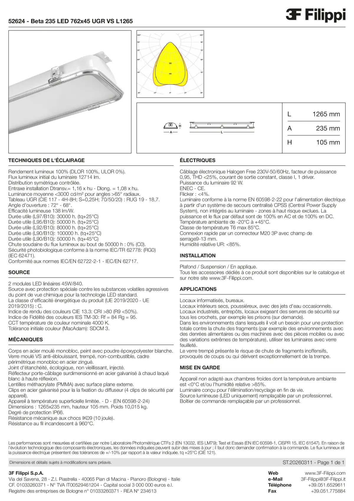 52624 - Beta 235 LED 762x45 UGR VS L1265 - Datasheet - fr