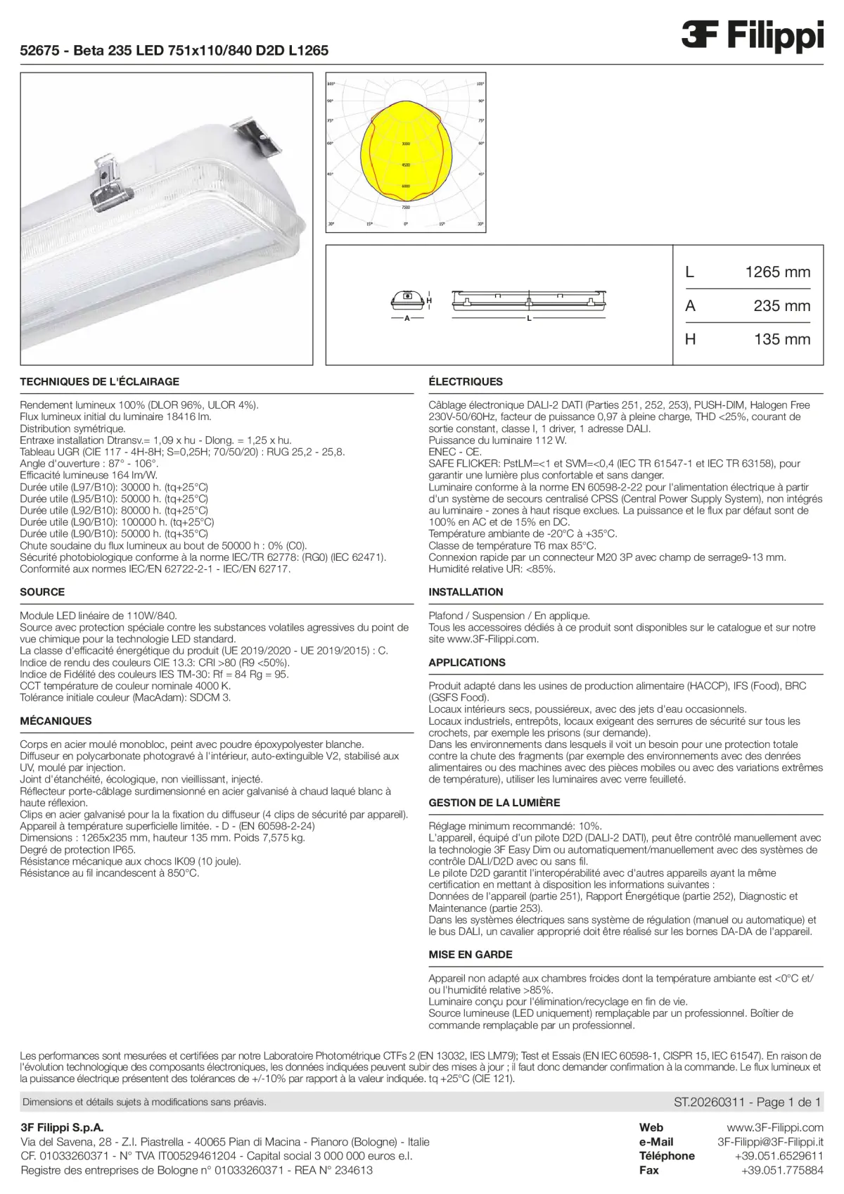 52675 - Beta 235 LED 751x110-840 D2D L1265 - Datasheet - fr