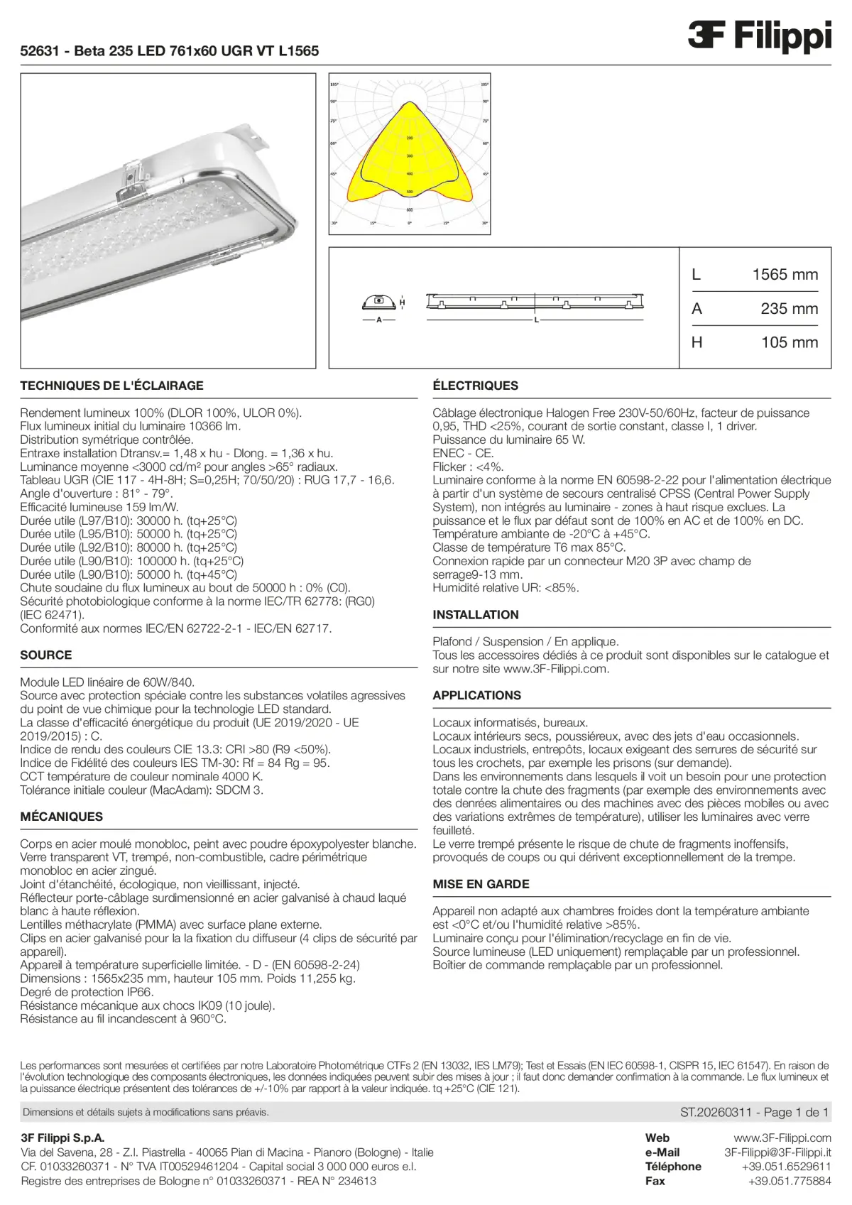 52631 - Beta 235 LED 761x60 UGR VT L1565 - Datasheet - fr