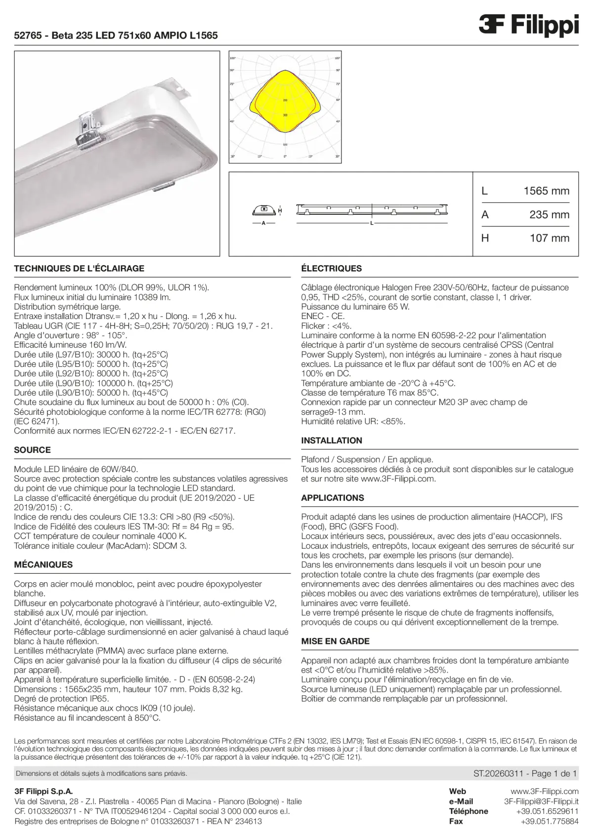 52765 - Beta 235 LED 751x60 AMPIO L1565 - Datasheet - fr
