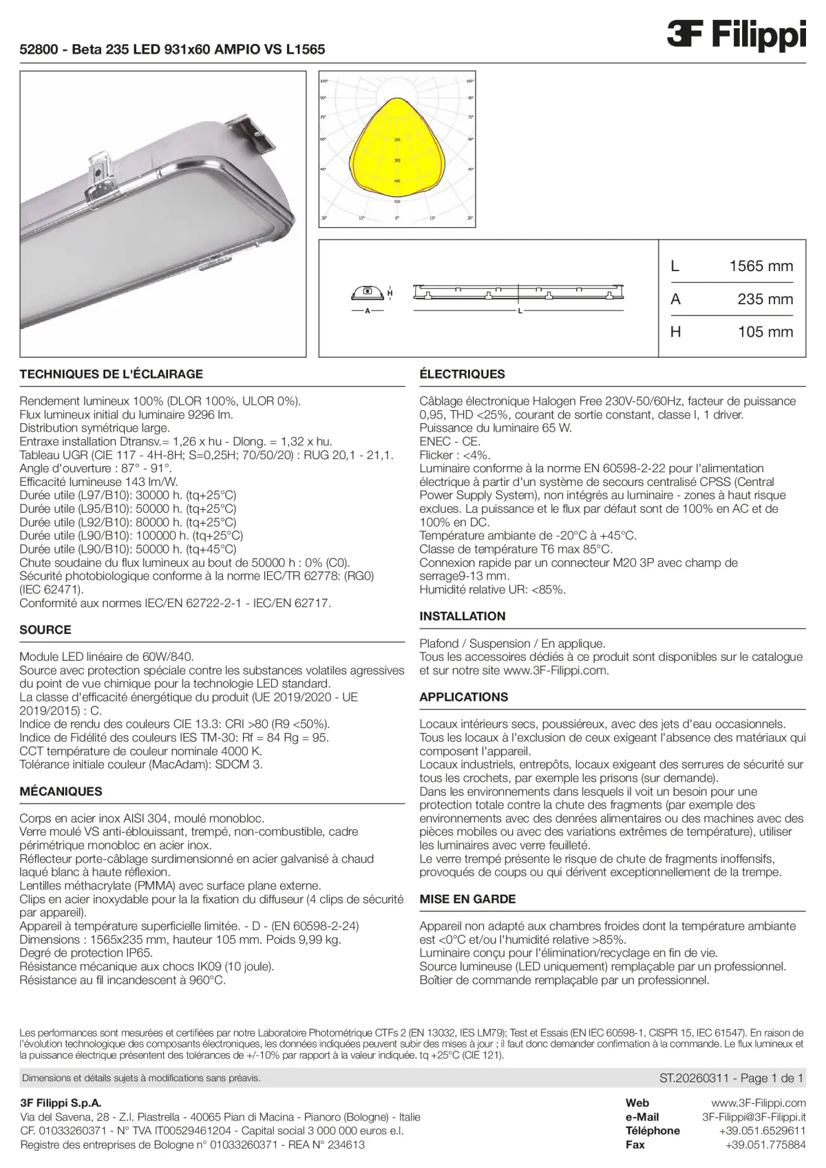52800 - Beta 235 LED 931x60 AMPIO VS L1565 - Datasheet - fr