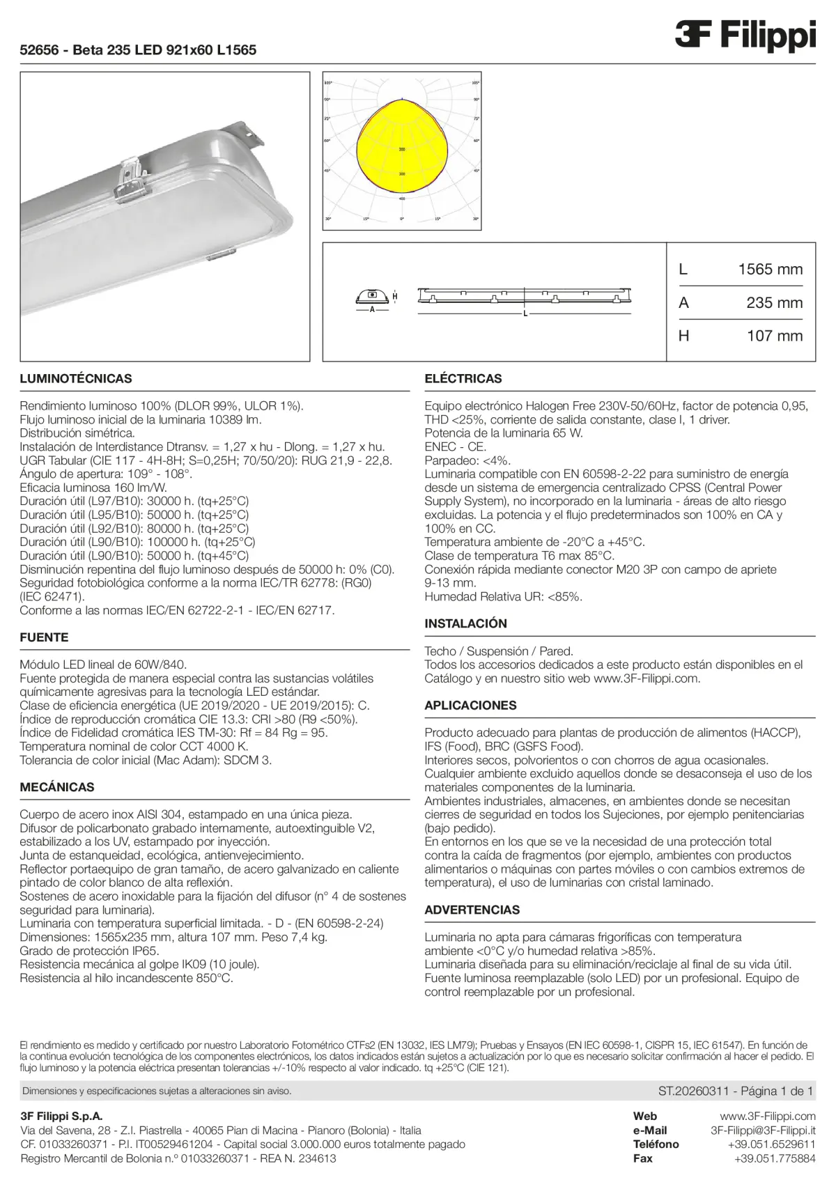 52656 - Beta 235 LED 921x60 L1565 - Datasheet - es