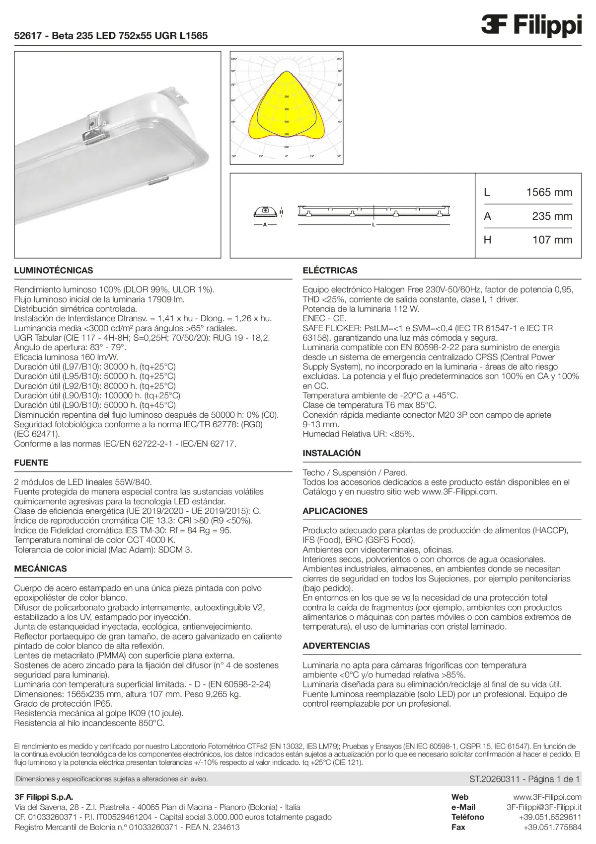52617 - Beta 235 LED 752x55 UGR L1565 - Datasheet - es