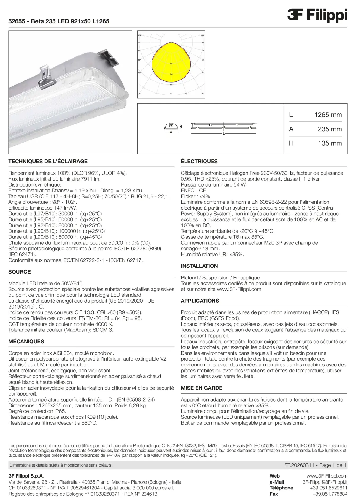 52655 - Beta 235 LED 921x50 L1265 - Datasheet - fr