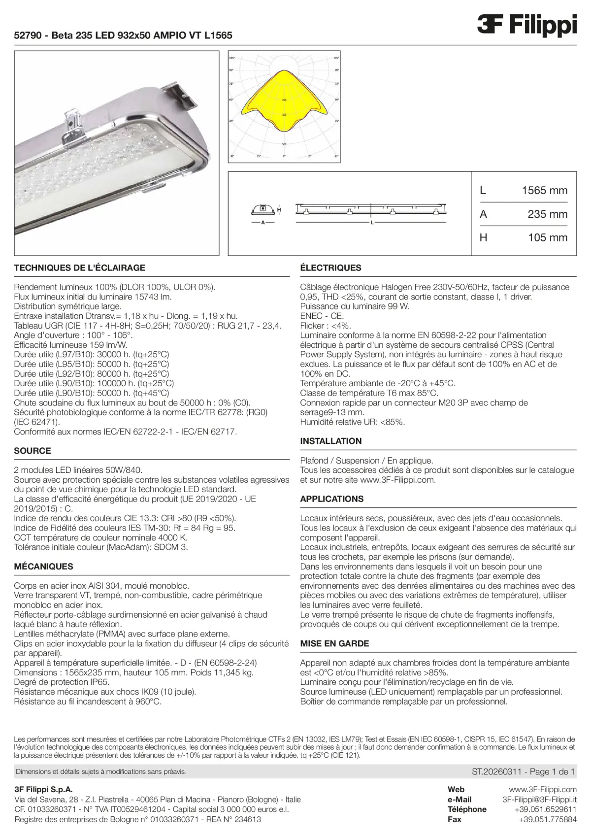 52790 - Beta 235 LED 932x50 AMPIO VT L1565 - Datasheet - fr