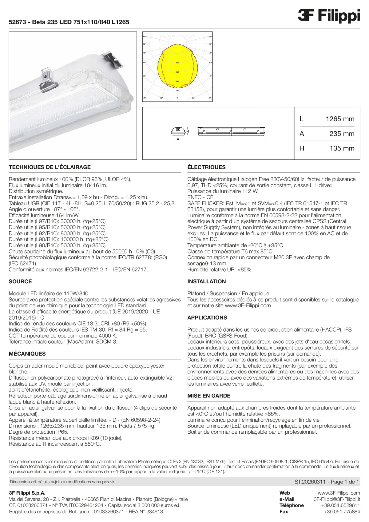 52673 - Beta 235 LED 751x110-840 L1265 - Datasheet - fr