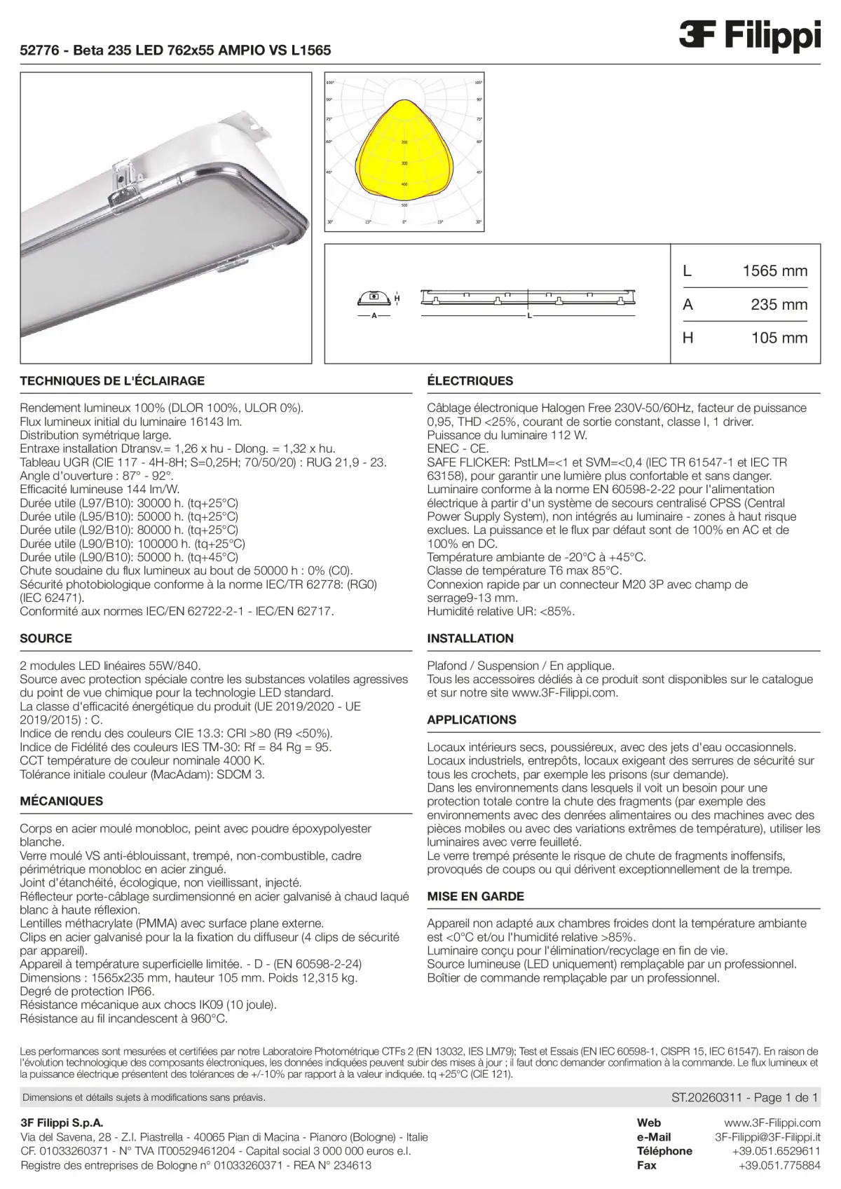 52776 - Beta 235 LED 762x55 AMPIO VS L1565 - Datasheet - fr