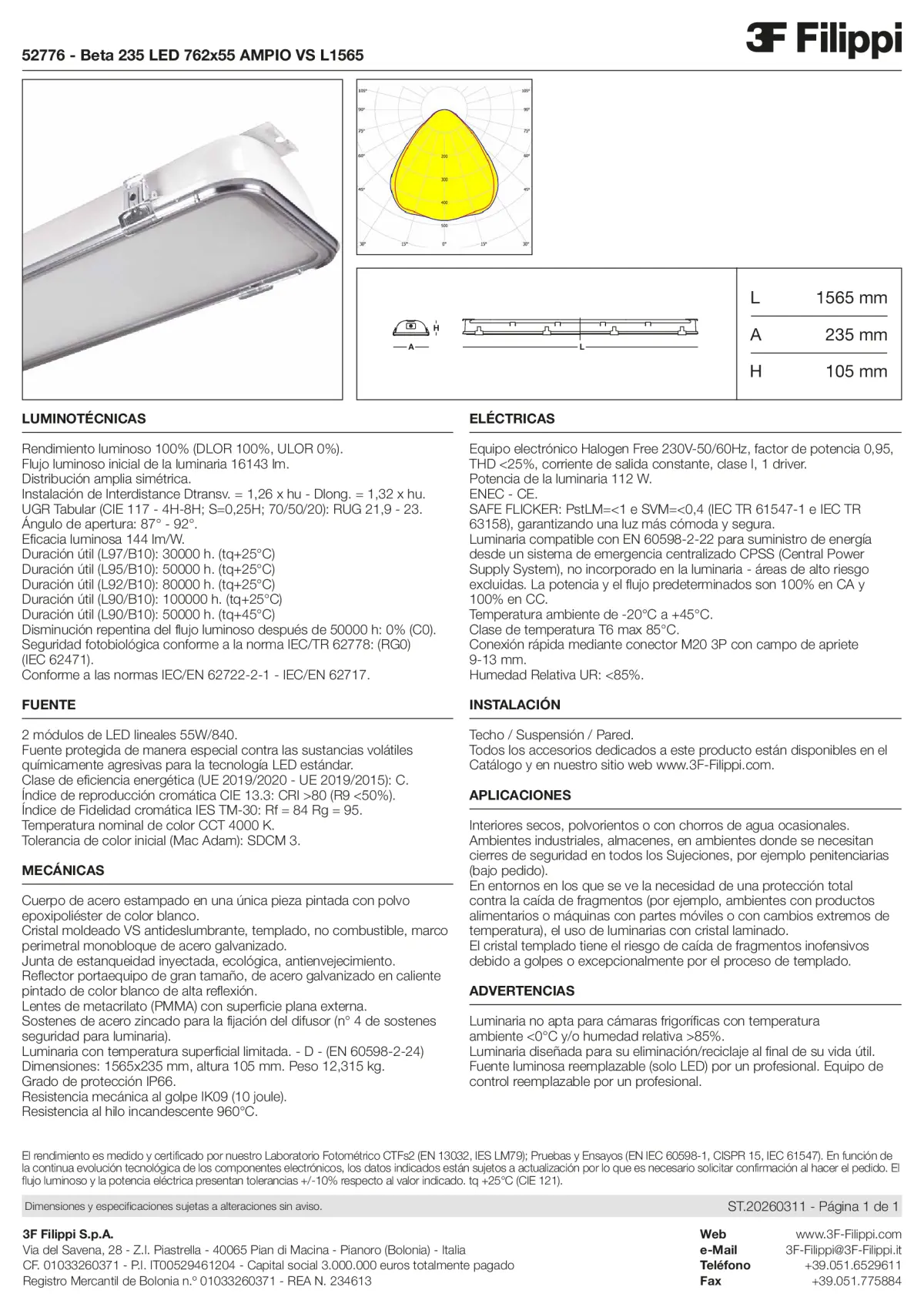 52776 - Beta 235 LED 762x55 AMPIO VS L1565 - Datasheet - es