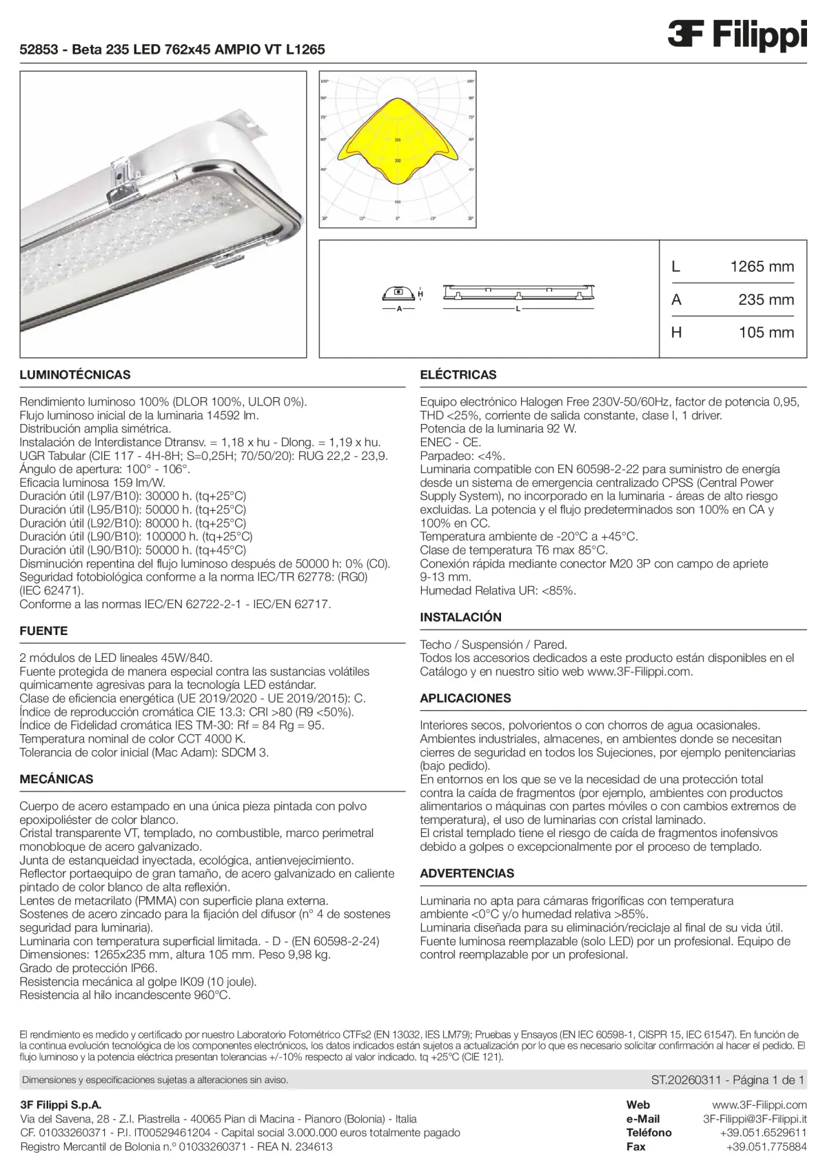 52853 - Beta 235 LED 762x45 AMPIO VT L1265 - Datasheet - es