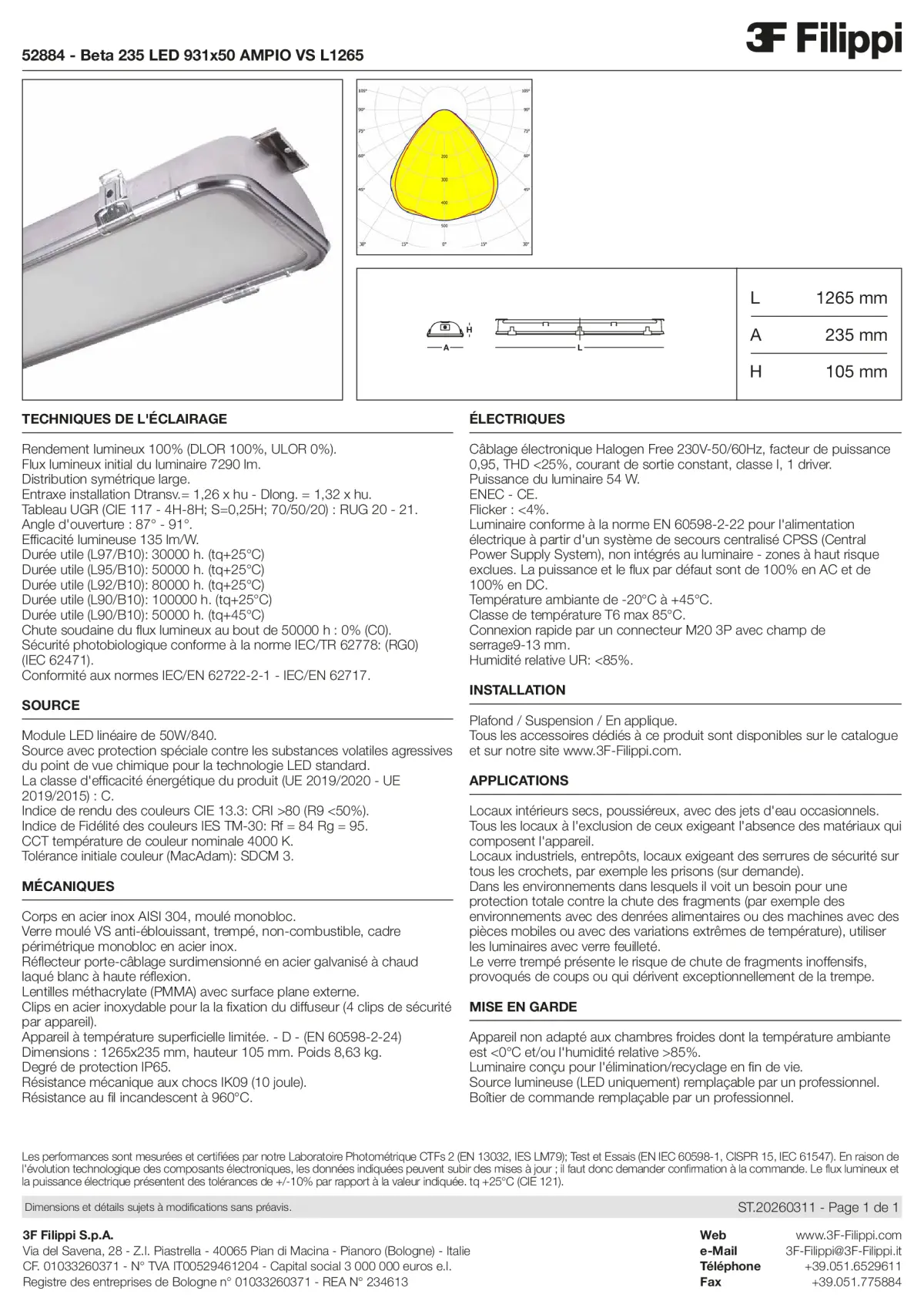52884 - Beta 235 LED 931x50 AMPIO VS L1265 - Datasheet - fr