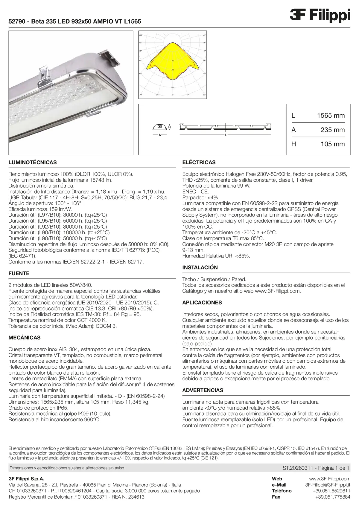 52790 - Beta 235 LED 932x50 AMPIO VT L1565 - Datasheet - es